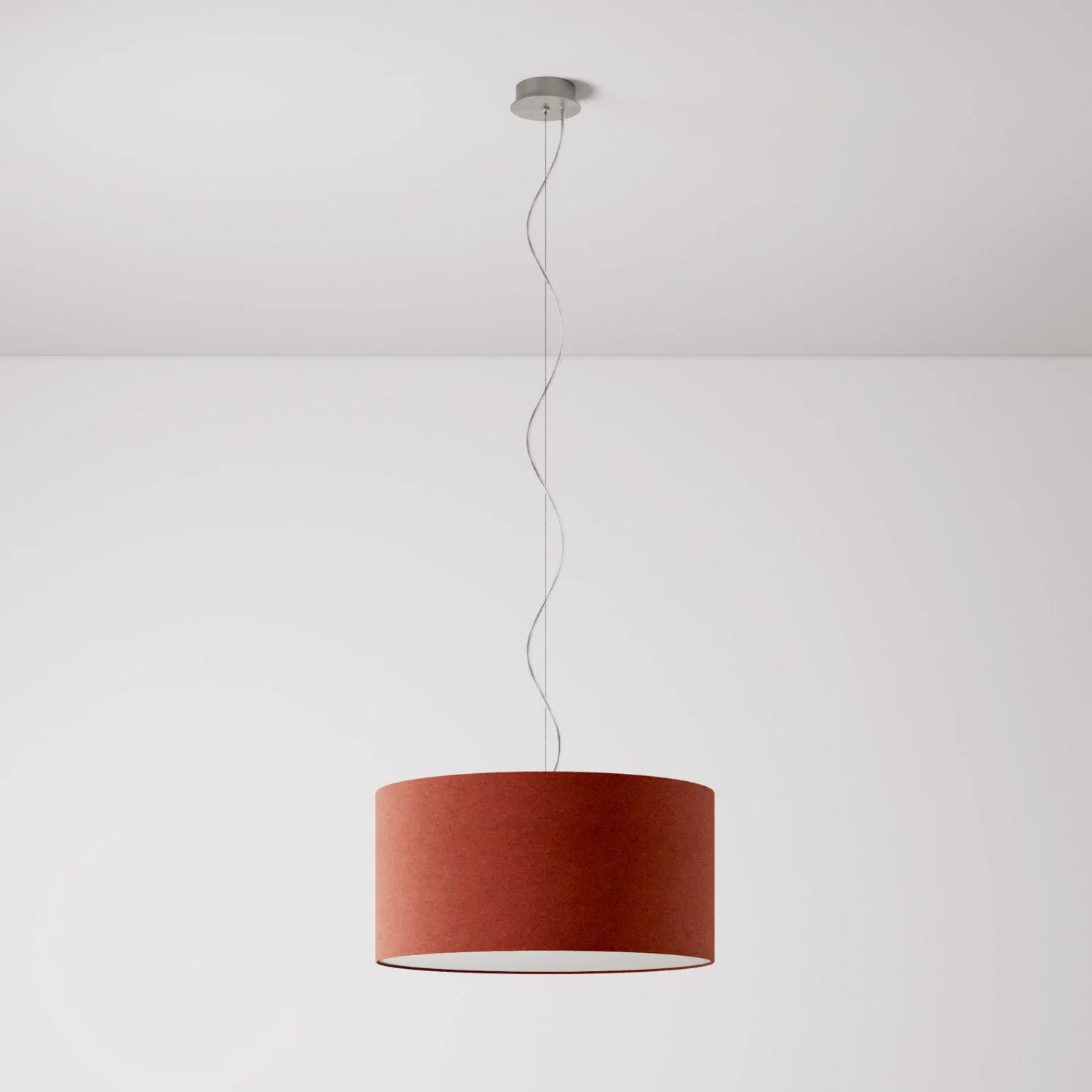 Lampada a sospensione con paralume in tessuto Cilindro Medium - Made in Italy - Lana Aragosta - Image 7