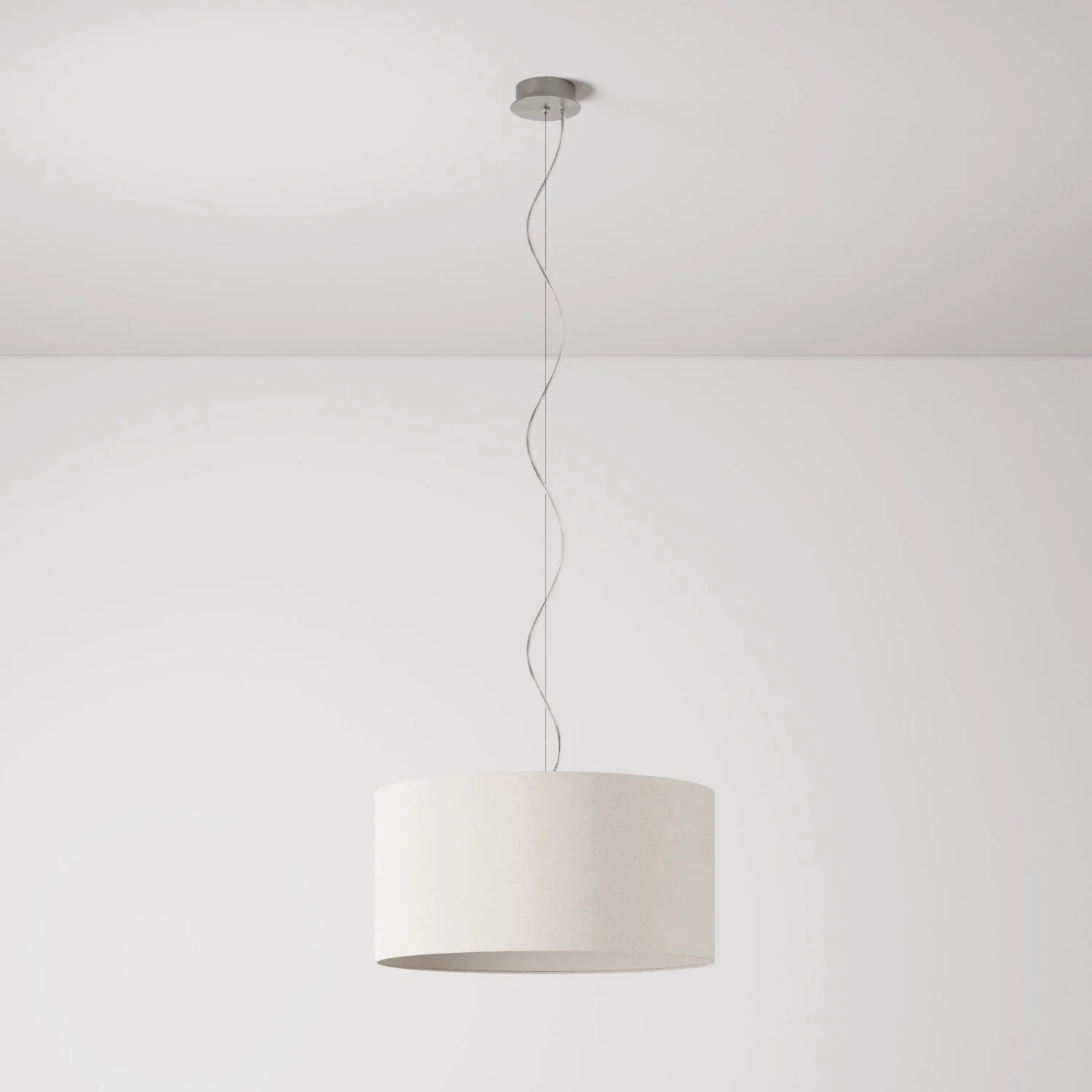 Lampada a sospensione con paralume in tessuto Cilindro Medium - Made in Italy - Lana Sabbia