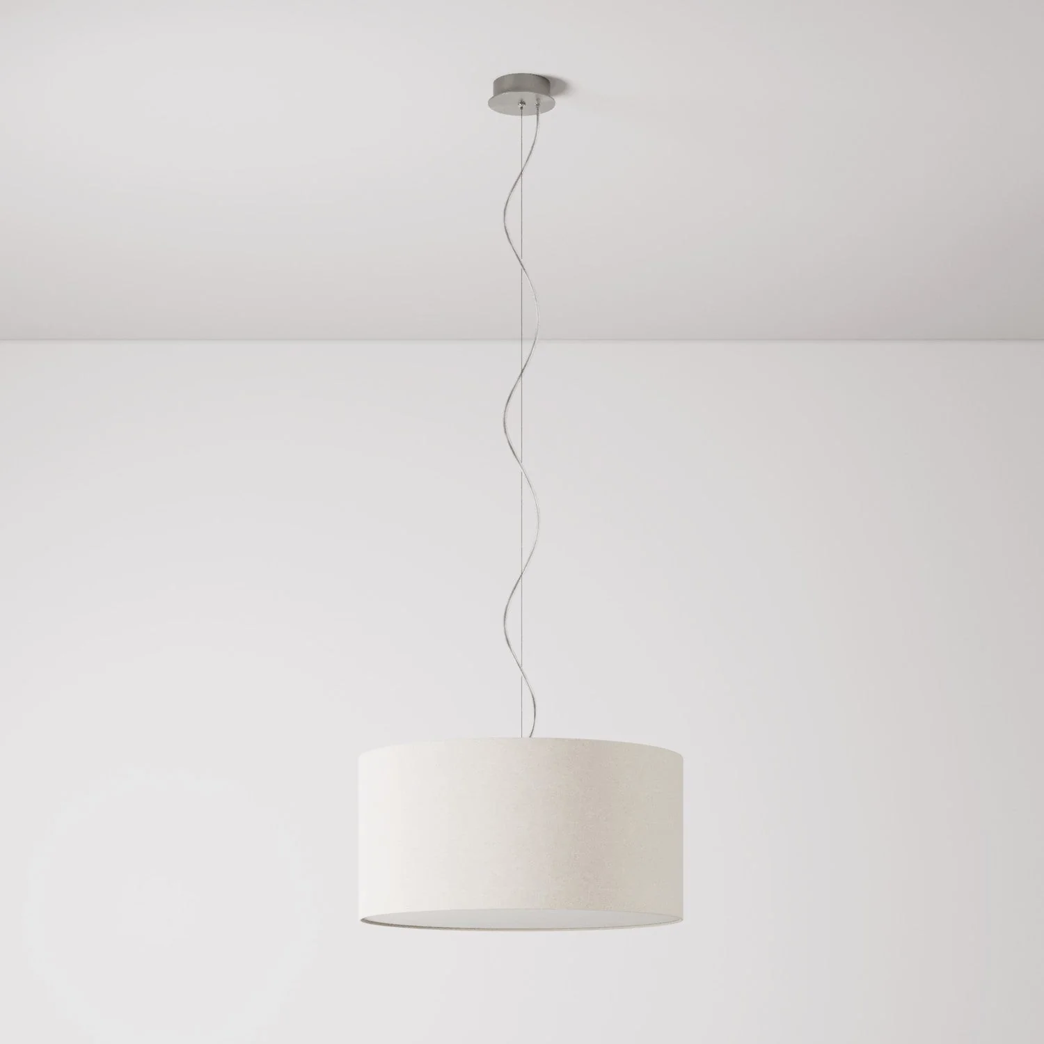 Lampada a sospensione con paralume in tessuto Cilindro Medium - Made in Italy - Lana Sabbia - Image 7