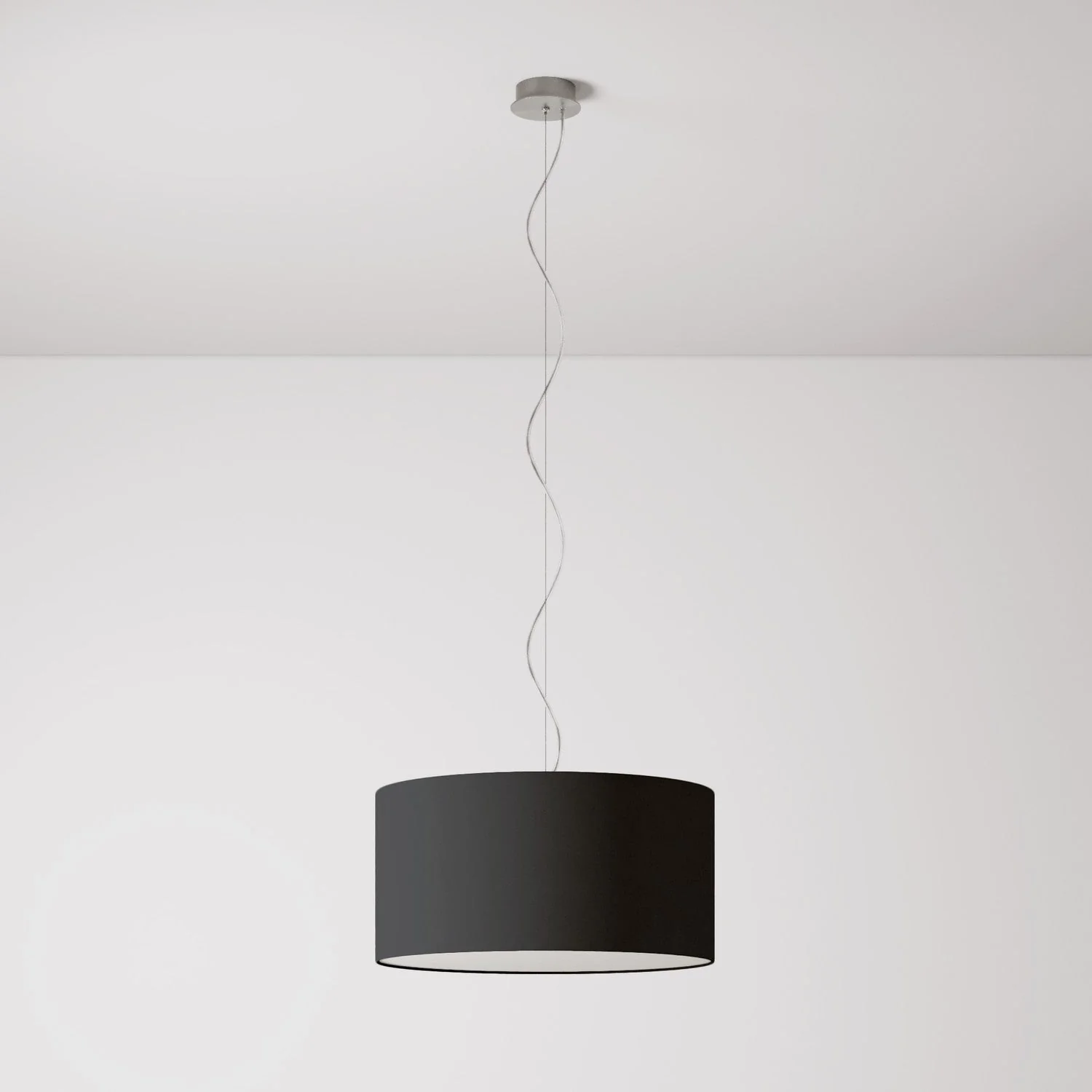 Lampada a sospensione con paralume in tessuto Cilindro Medium - Made in Italy - Teletta Antracite - Image 7