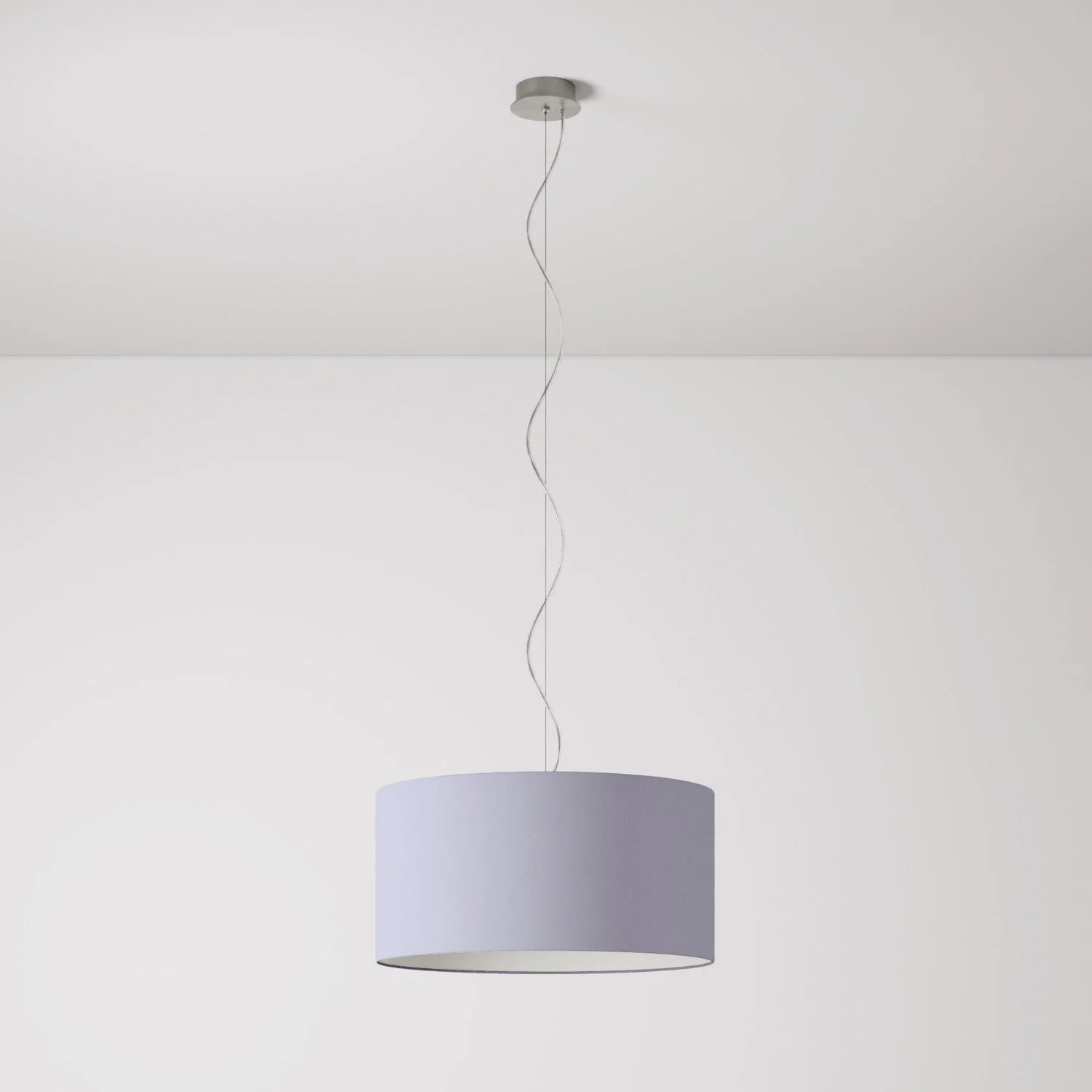Lampada a sospensione con paralume in tessuto Cilindro Medium - Made in Italy - Teletta Lilla