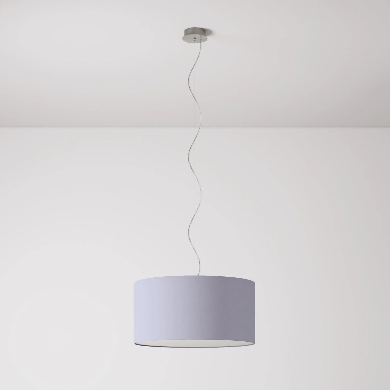 Lampada a sospensione con paralume in tessuto Cilindro Medium - Made in Italy - Teletta Lilla - Image 7