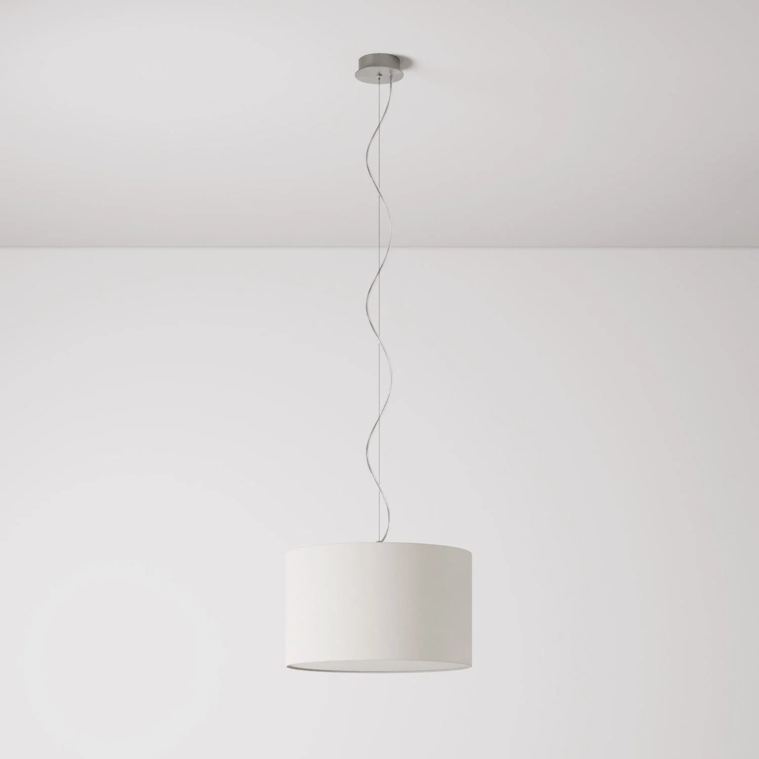Lampada a sospensione con paralume in tessuto Cilindro Small Arenal sabbia - Made in Italy - Image 7