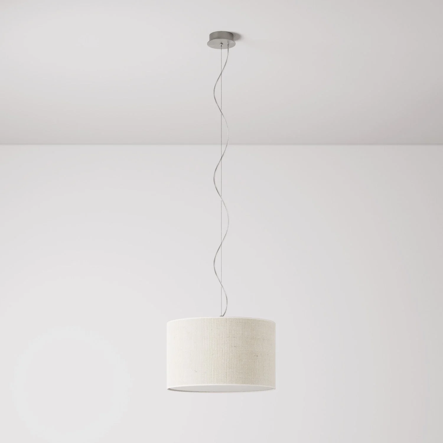 Lampada a sospensione con paralume in tessuto Cilindro Small Juta chiara - Made in Italy - Image 7