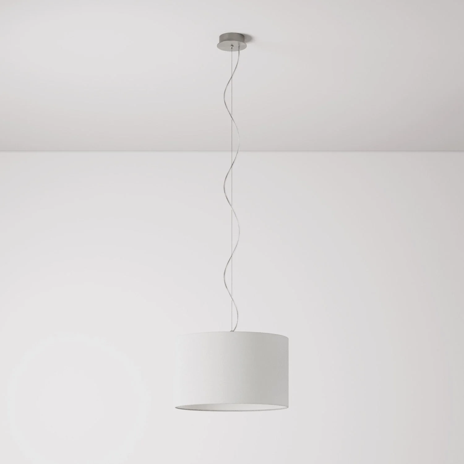 Lampada a sospensione con paralume in tessuto Cilindro Small Lino crudo - Made in Italy