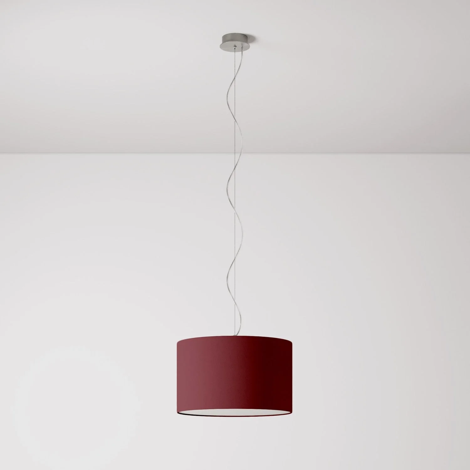 Lampada a sospensione con paralume in tessuto Cilindro Small - Made in Italy - Arenal Bordeaux - Image 7