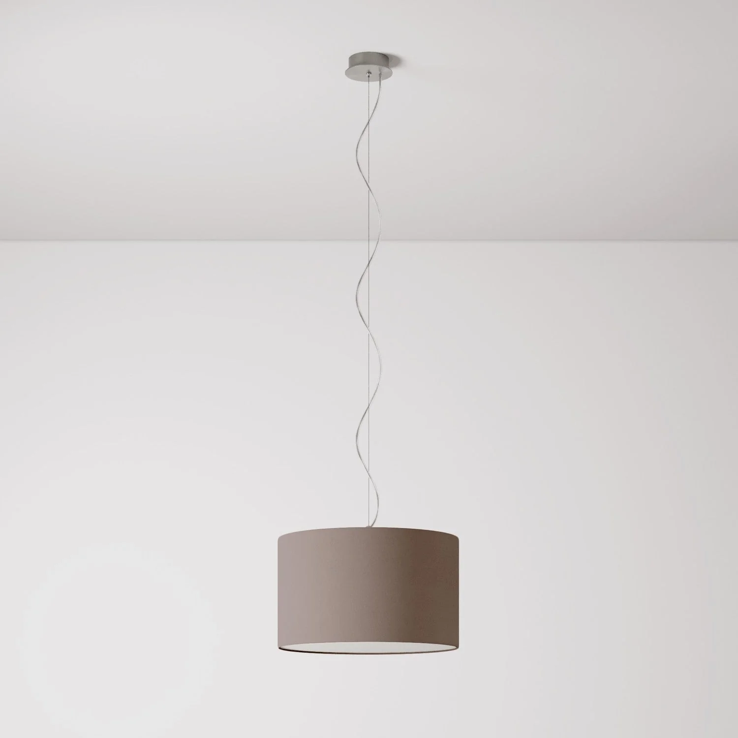 Lampada a sospensione con paralume in tessuto Cilindro Small - Made in Italy - Arenal Cenere - Image 7