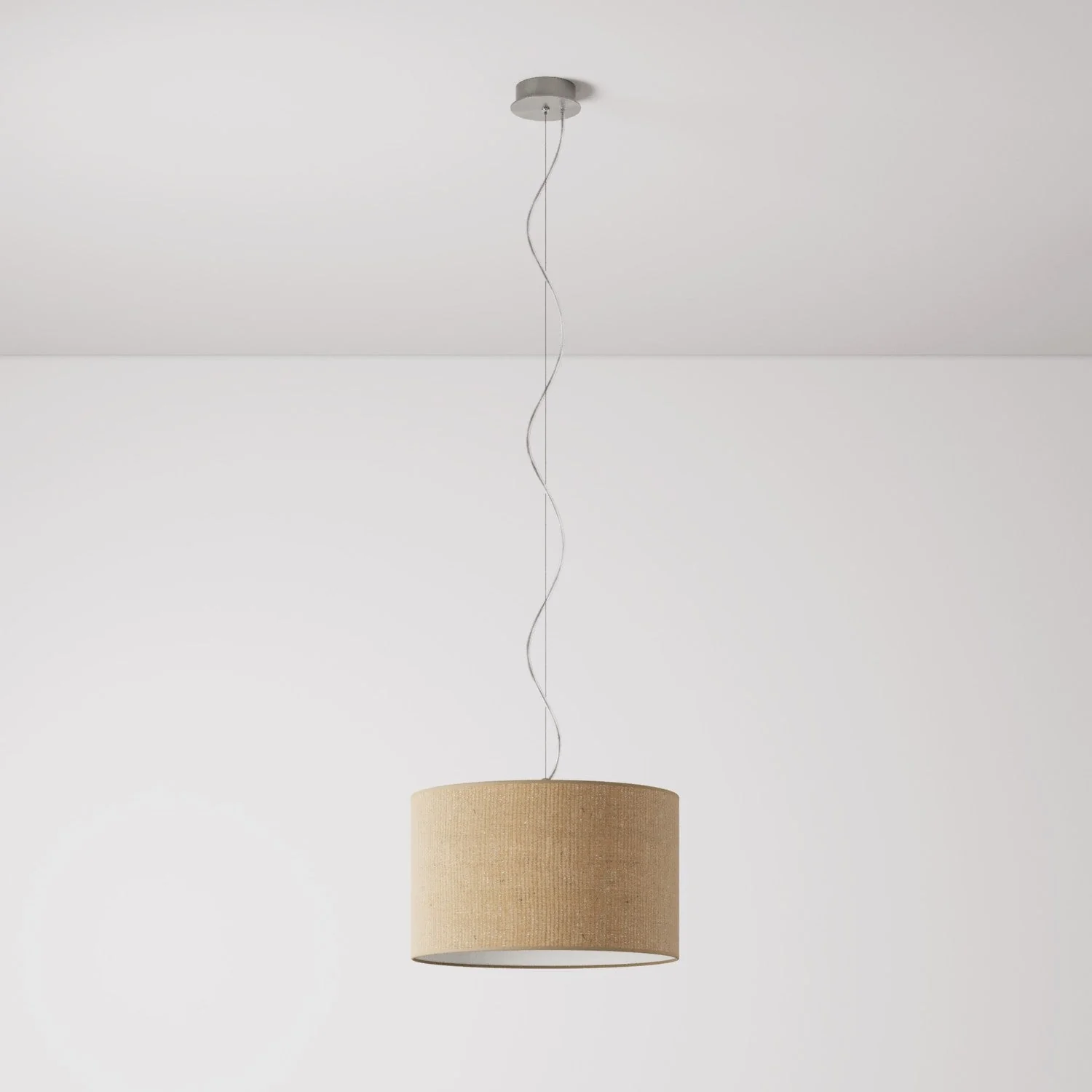 Lampada a sospensione con paralume in tessuto Cilindro Small - Made in Italy - Juta Naturale