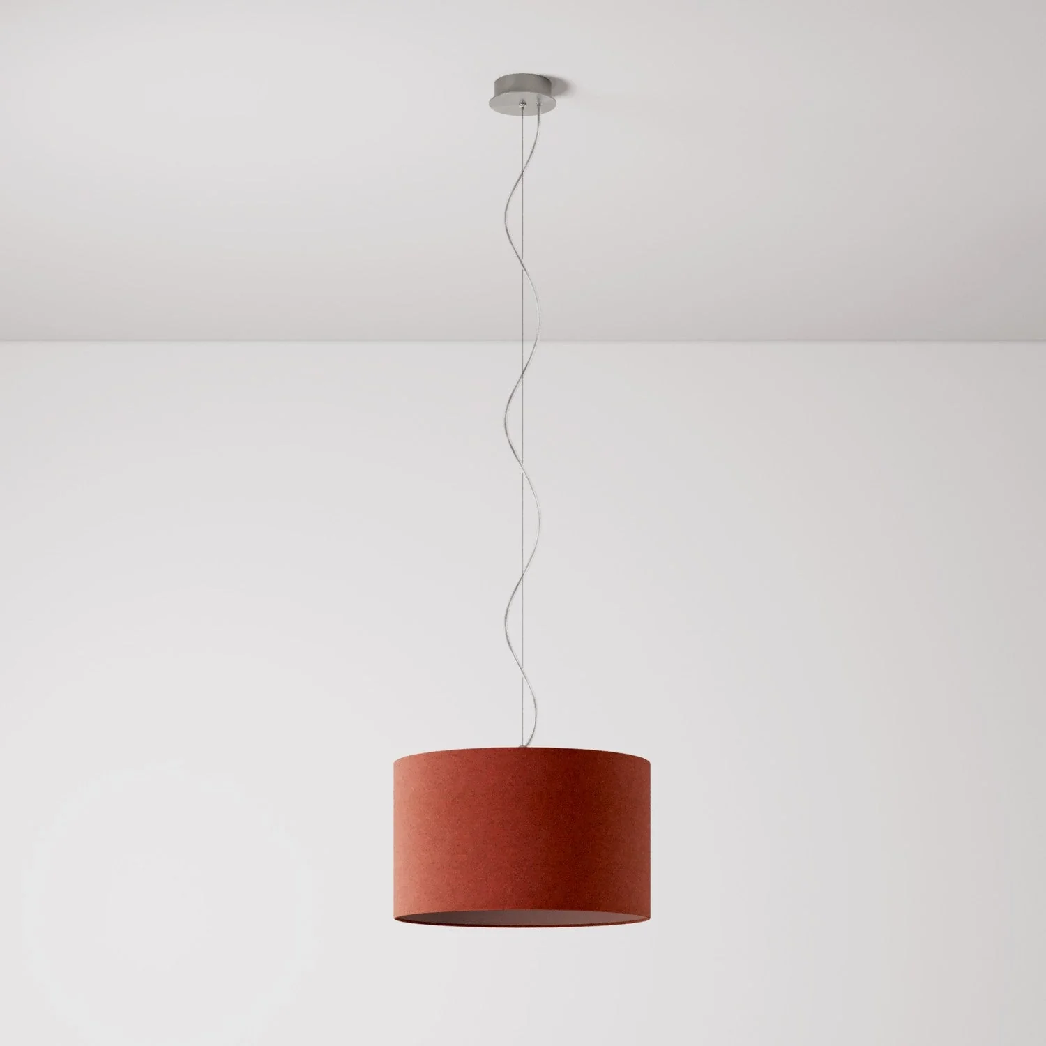 Lampada a sospensione con paralume in tessuto Cilindro Small - Made in Italy - Lana Aragosta