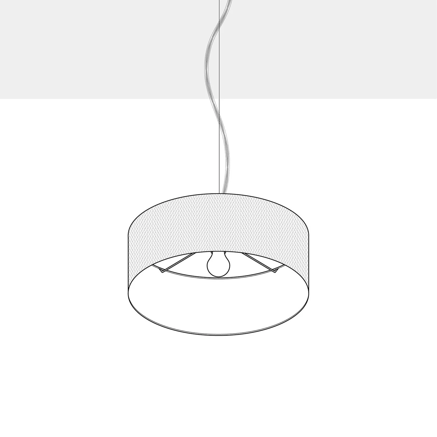 Lampada a sospensione con paralume in tessuto Cilindro Small - Made in Italy - Lana Aragosta - Image 4