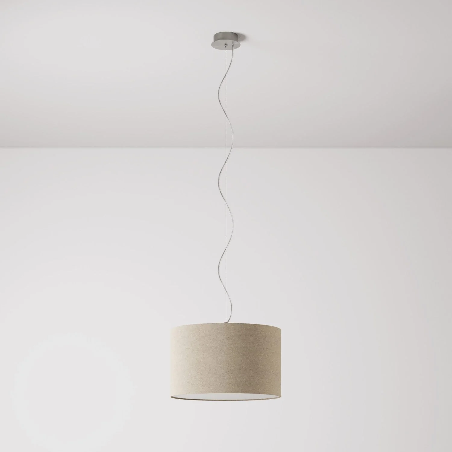 Lampada a sospensione con paralume in tessuto Cilindro Small - Made in Italy - Lana Beige - Image 7