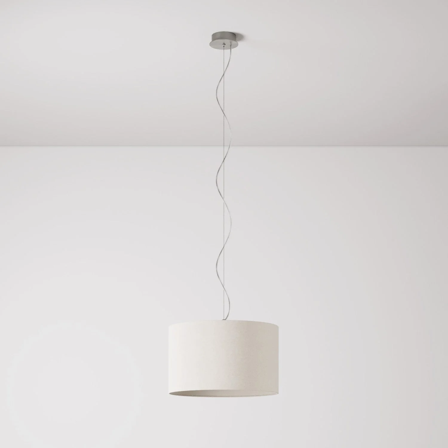 Lampada a sospensione con paralume in tessuto Cilindro Small - Made in Italy - Lana Sabbia