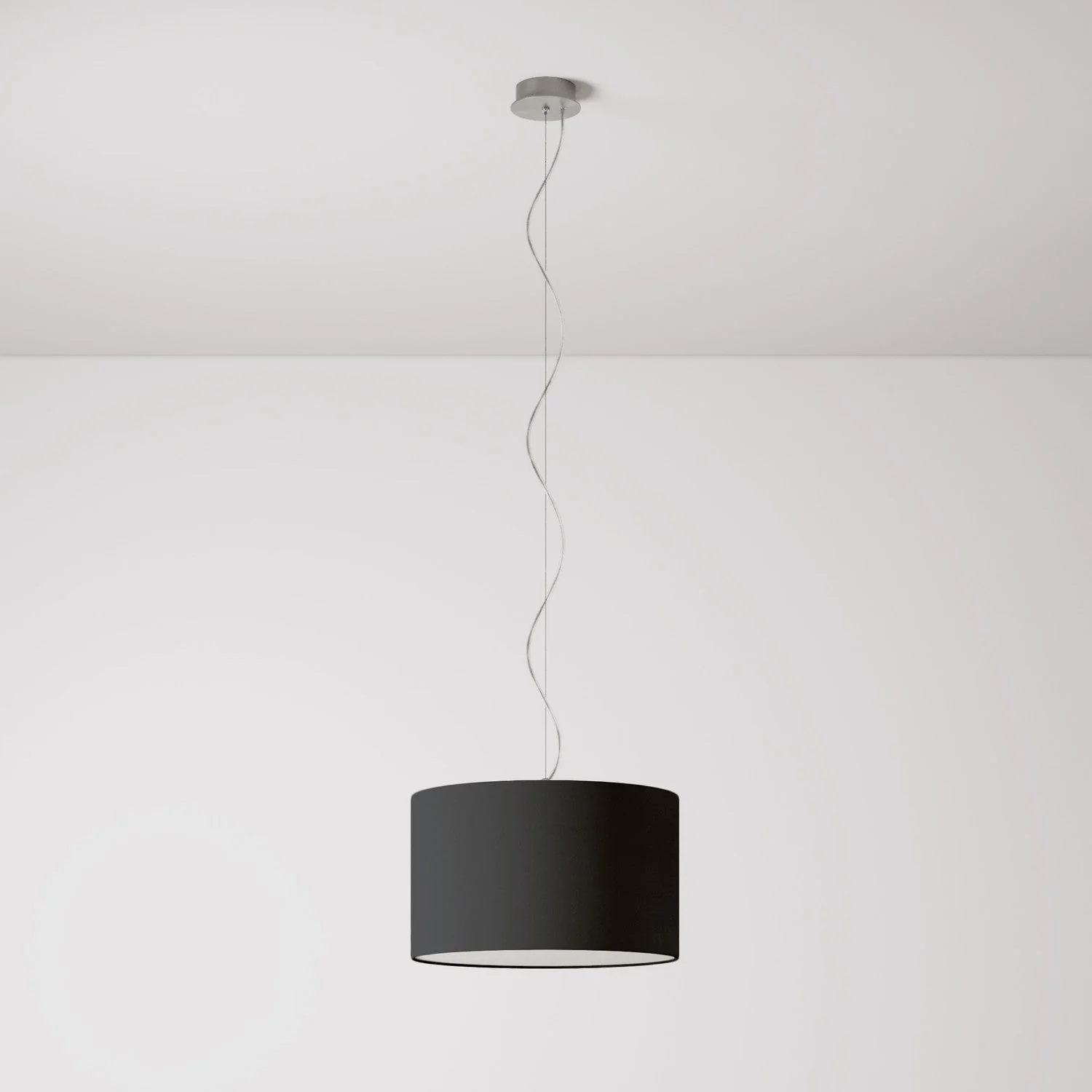 Lampada a sospensione con paralume in tessuto Cilindro Small - Made in Italy - Teletta Antracite - Image 7