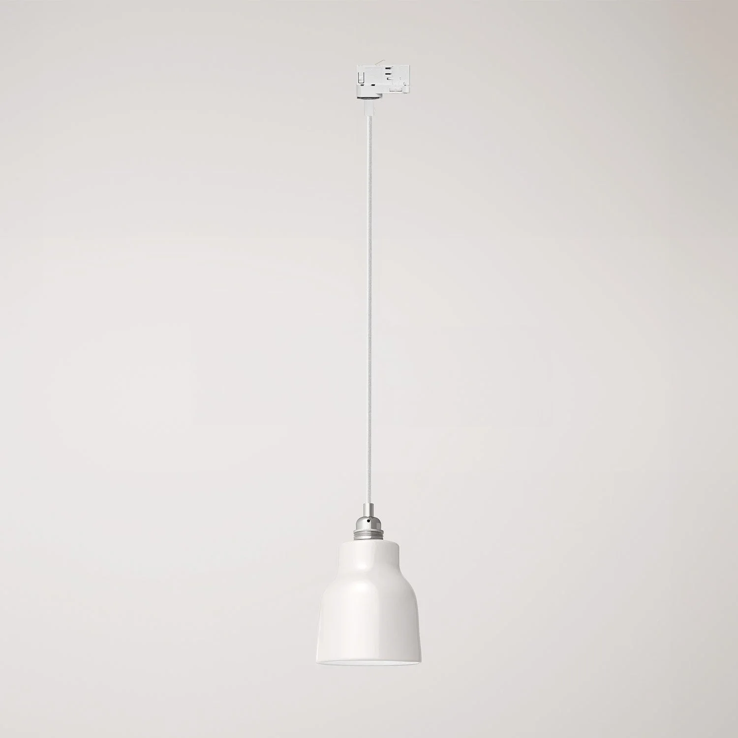 Lampada a sospensione con paralume Vaso e adattatore per binari - Bianco lucido