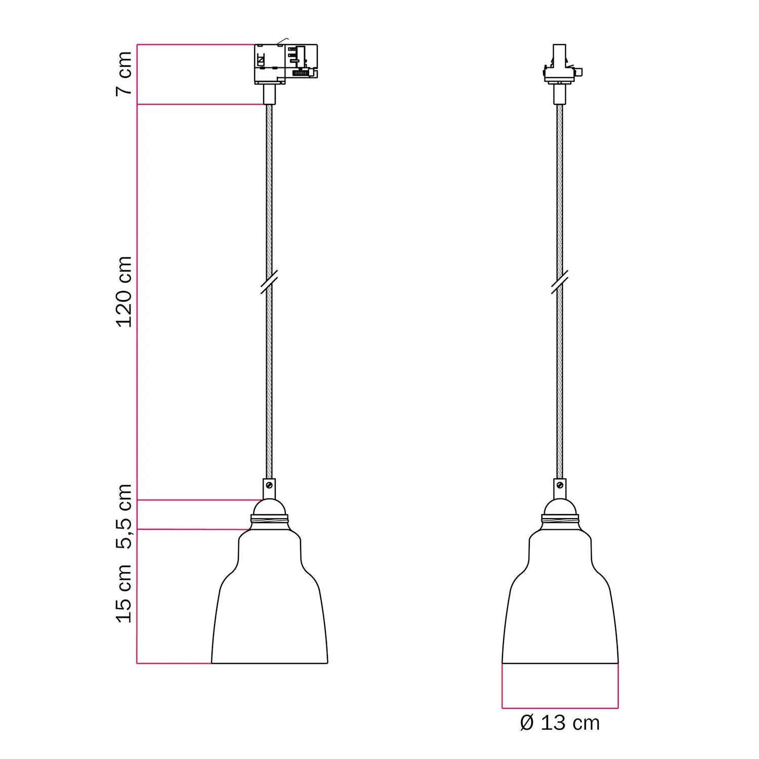 Lampada a sospensione con paralume Vaso e adattatore per binari - Bianco lucido - Image 6