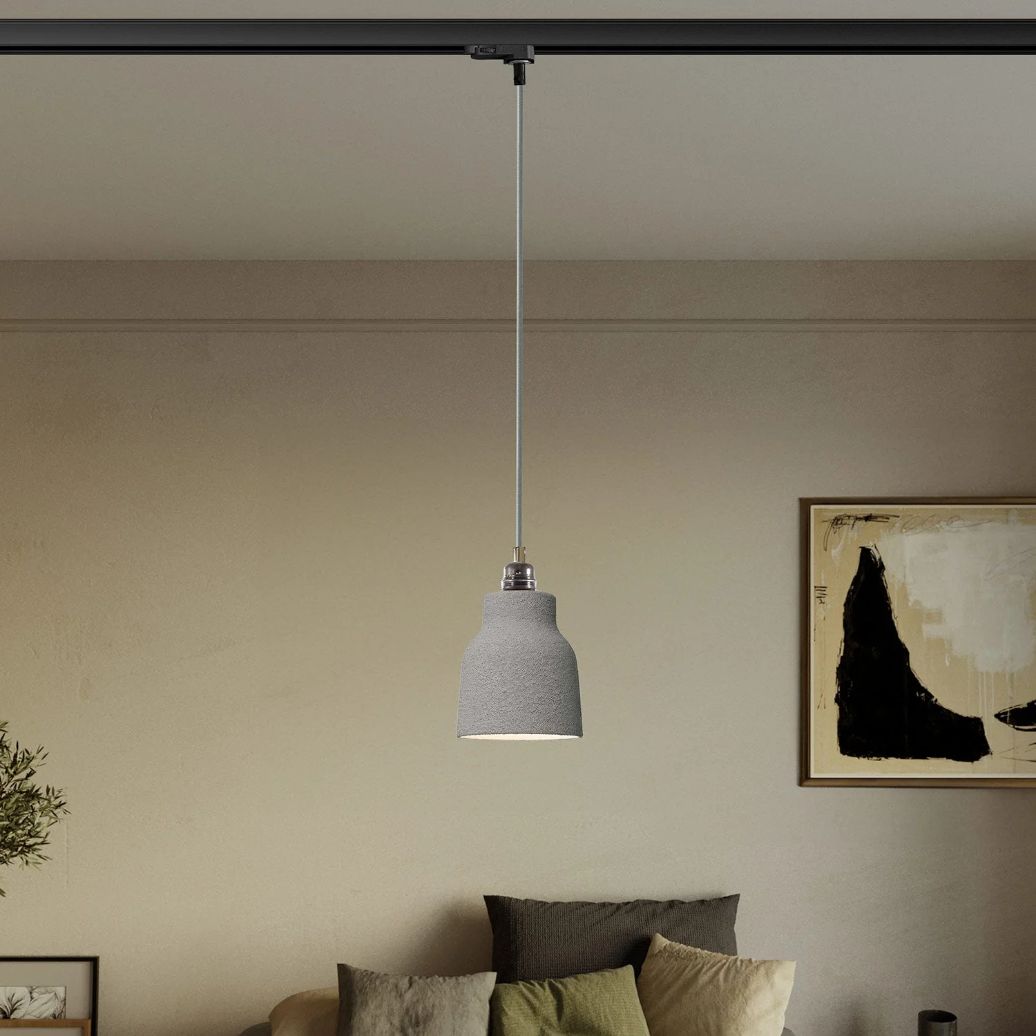 Lampada a sospensione con paralume Vaso e adattatore per binari - Effetto cemento - Image 2