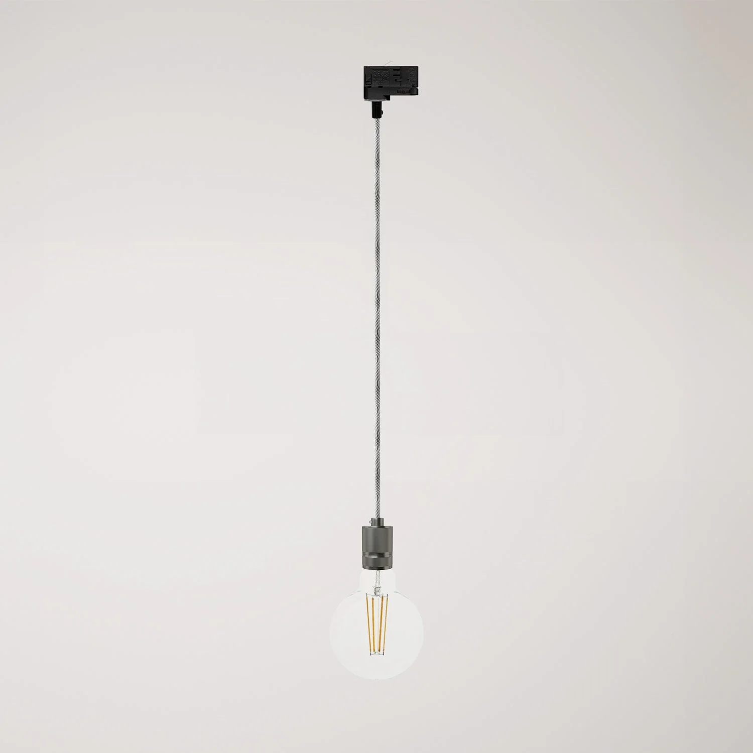 Lampada a sospensione con portalampada in alluminio zigrinato per binari - Titanio satinato