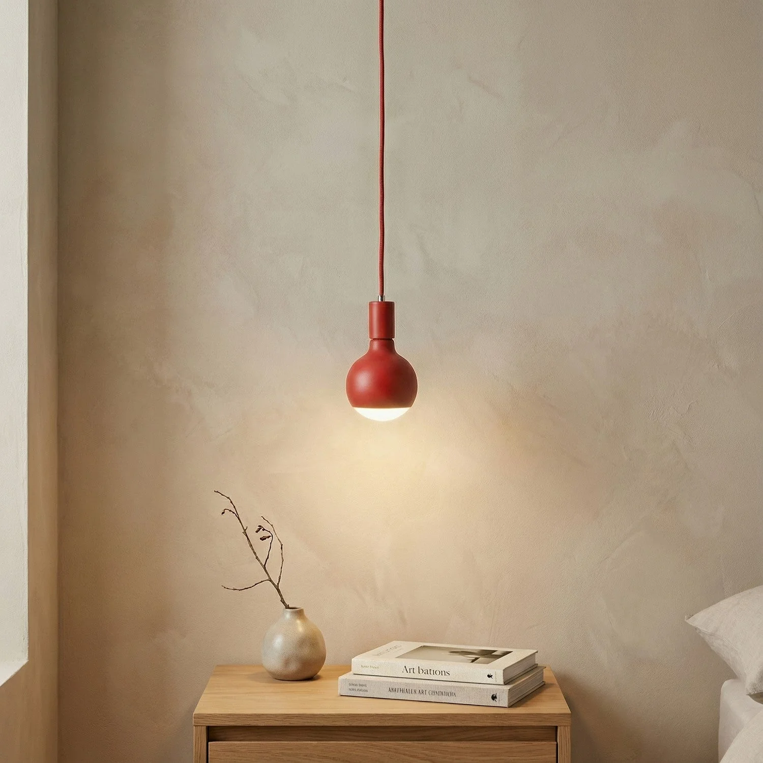 Lampada a sospensione Filotto Metallico con lampadina Lucia - Rosso - Image 2