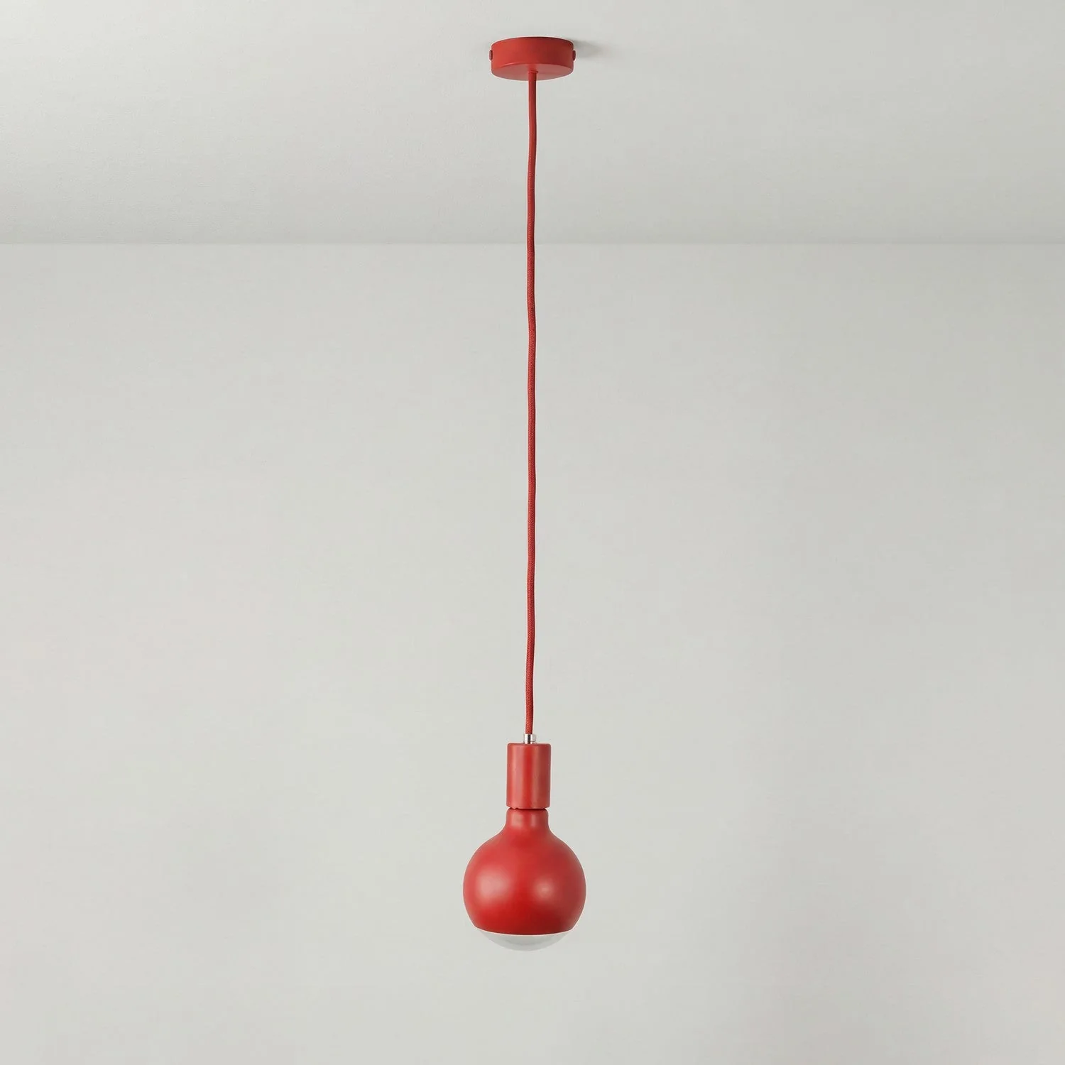 Lampada a sospensione Filotto Metallico con lampadina Lucia - Rosso - Image 3
