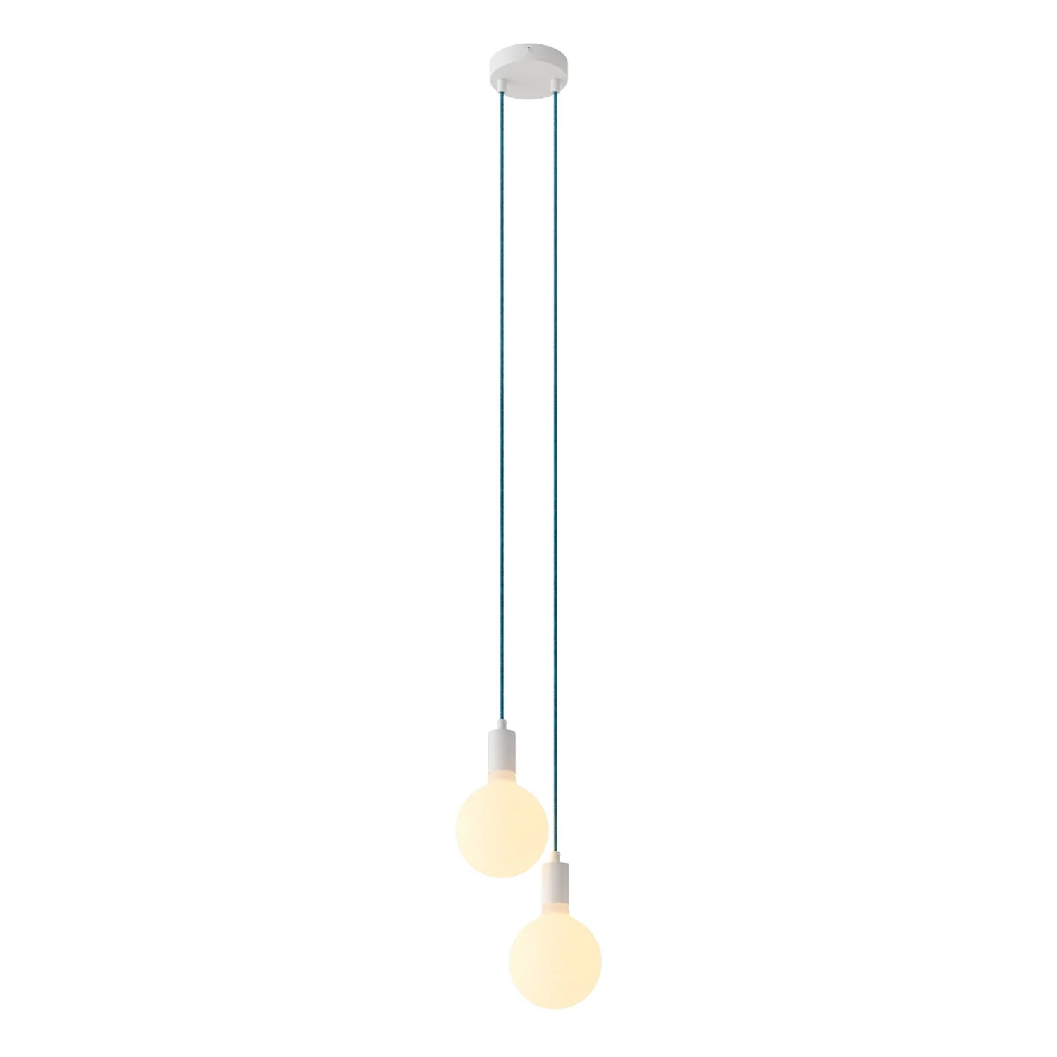 Lampada a sospensione multipla a 2 cadute con finiture in metallo - Bianco