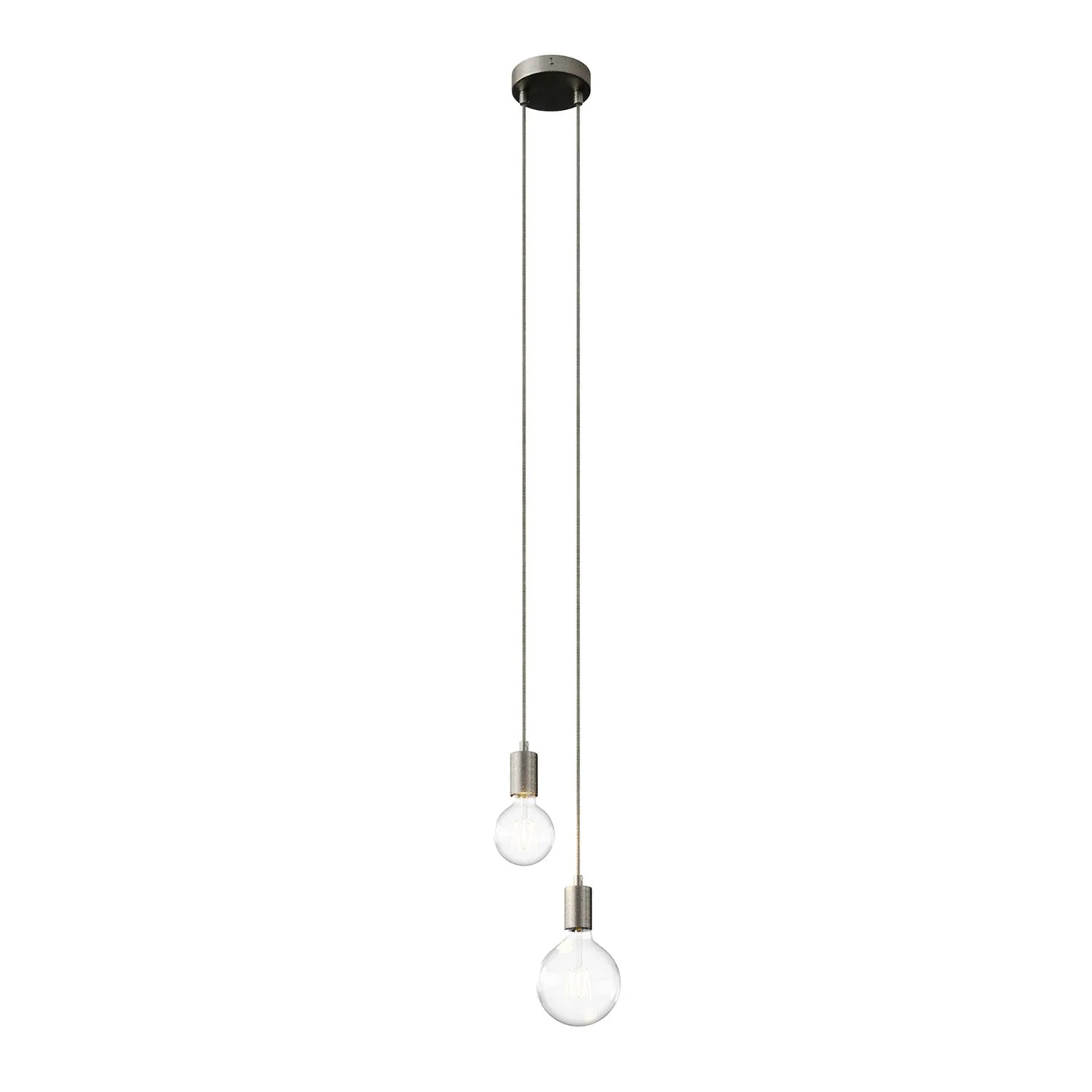 Lampada a sospensione multipla a 2 cadute con finiture in metallo - Titanio satinato
