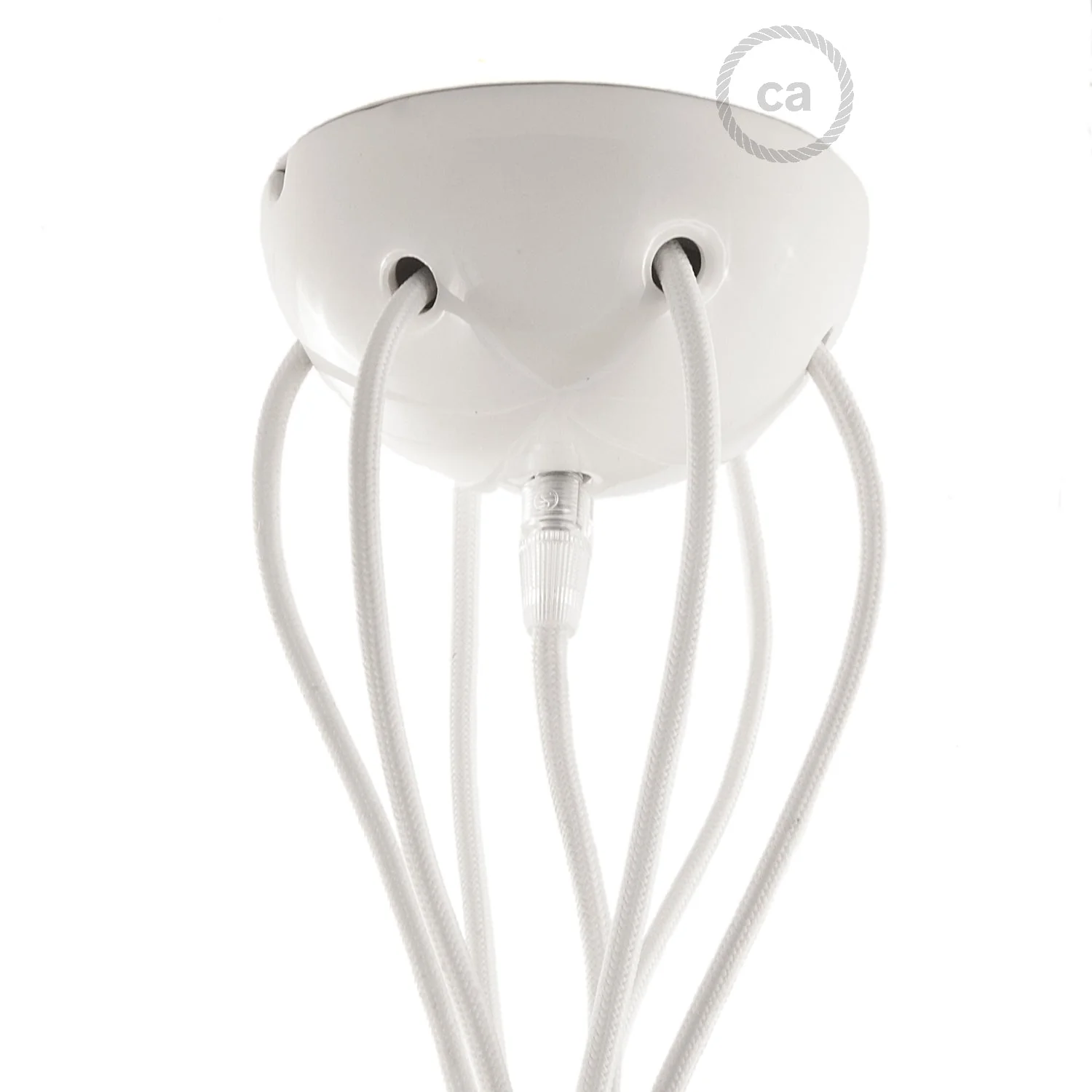Lampada a sospensione multipla a 6 cadute con finiture in ceramica colorata - Bianco - Image 5