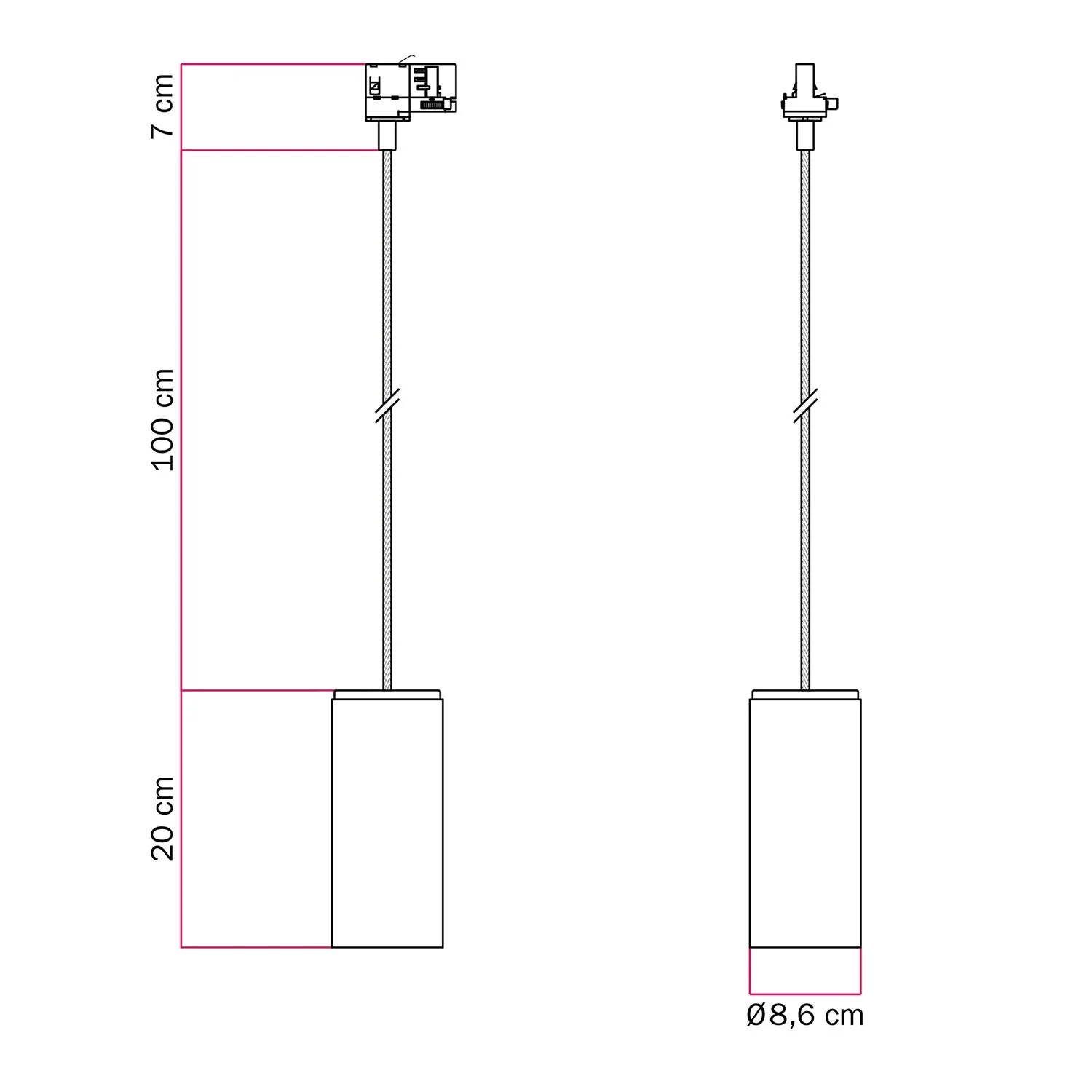 Lampada a sospensione per binari con cavo tessile e Tub-E27 - Neutro - Image 6
