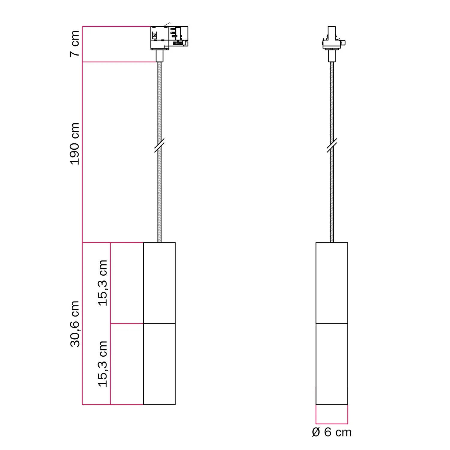 Lampada a sospensione per binari con doppio paralume Tub-E14 - Nero e Titanio satinato - Image 6