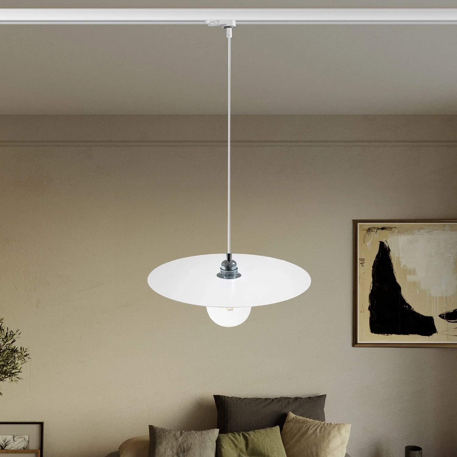 Lampada a sospensione per binari con paralume XL Ellepi - Bianco - Image 2