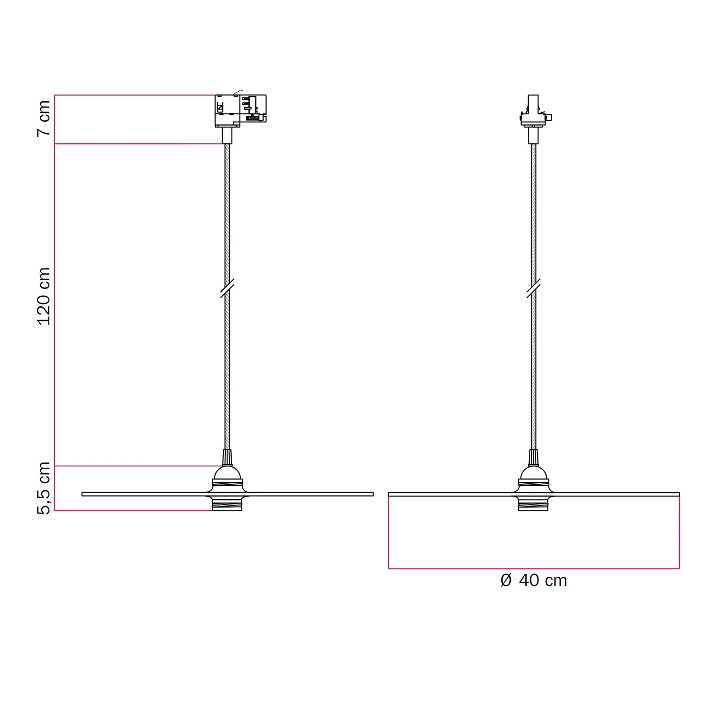 Lampada a sospensione per binari con paralume XL Ellepi - Bianco - Image 6