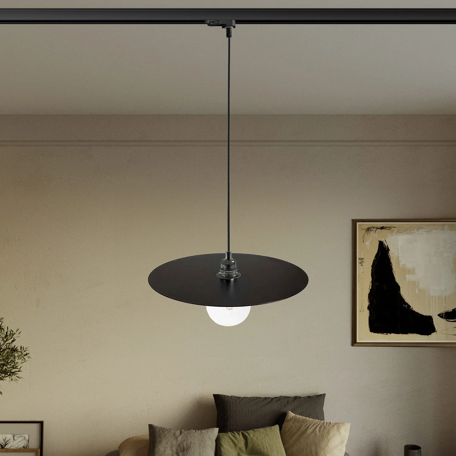 Lampada a sospensione per binari con paralume XL Ellepi - Nero - Image 2
