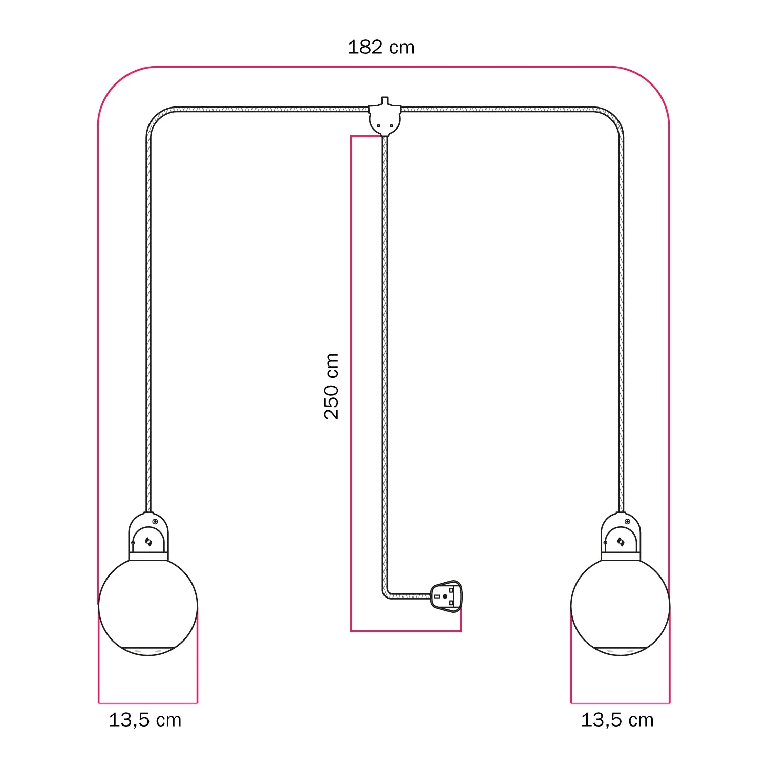 Lampada da esterno Modulair IP65 a 2 cadute con spina UK, paralumi infrangibili Unbreak-a-Ball e cavo SX08 - Image 5