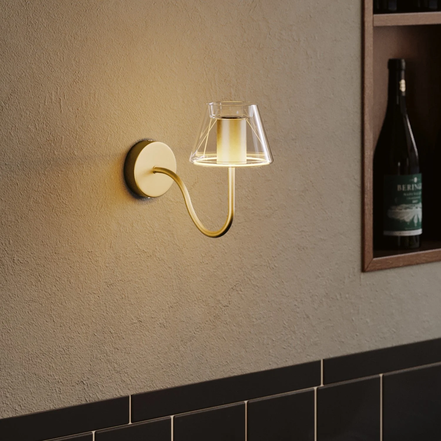 Lampada da parete Fermaluce G07 con estensione a S - Bronzo Satinato - Image 2