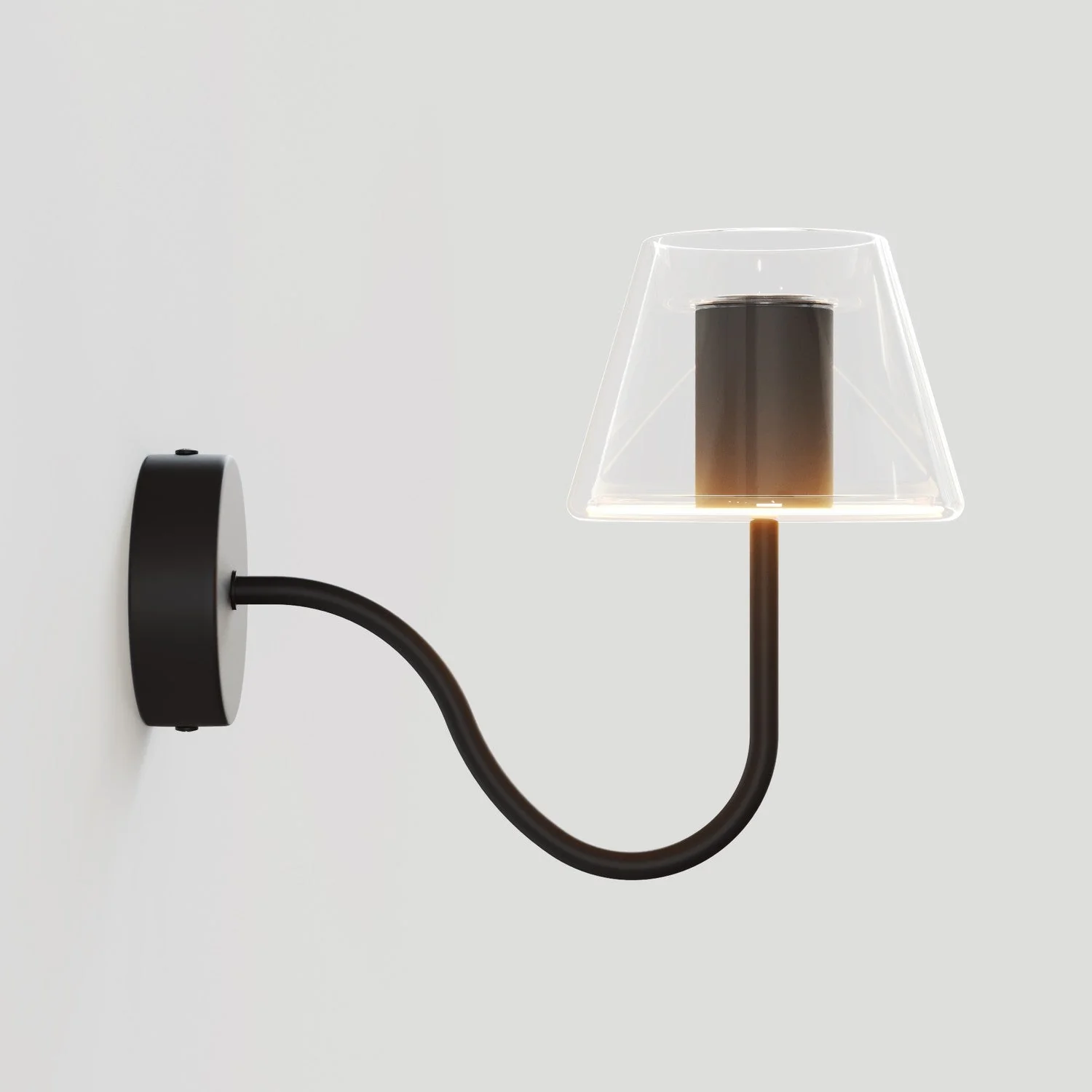 Lampada da parete Fermaluce G07 con estensione a S - Nero