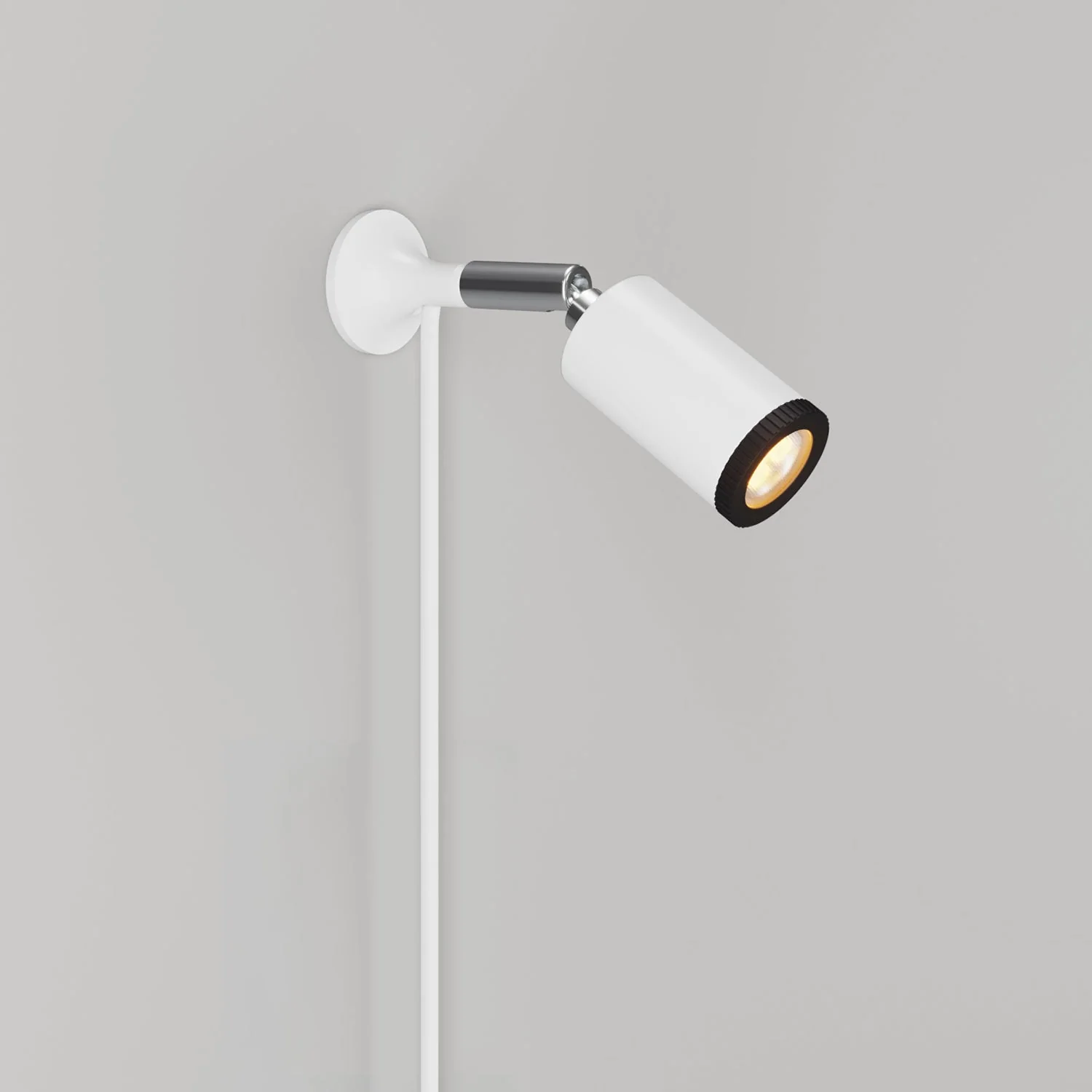 Lampada da parete MAG-Y con snodo, luce spot e spina UK - Bianco opaco