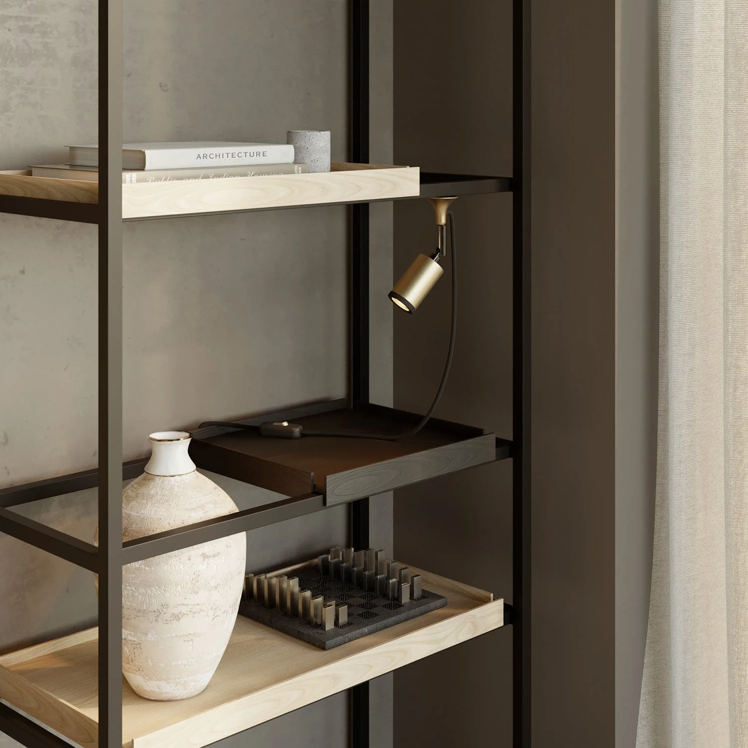 Lampada da parete MAG-Y con snodo, luce spot e spina UK - Bronzo satinato - Image 2
