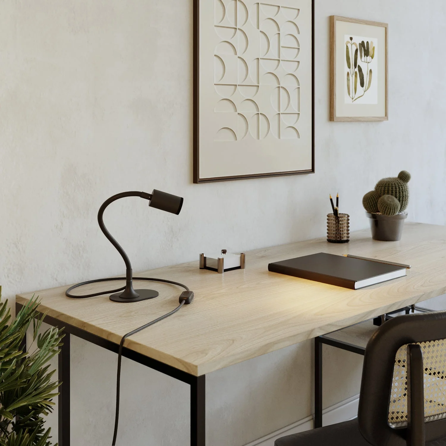 Lampada da scrivania MAG-Y con Flex, base metallica ovale, luce spot e spina UK - Nero - Image 2