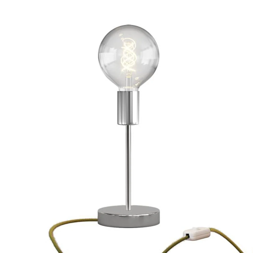 Lampada da tavolo Alzaluce Globo in metallo e spina UK - Cromo