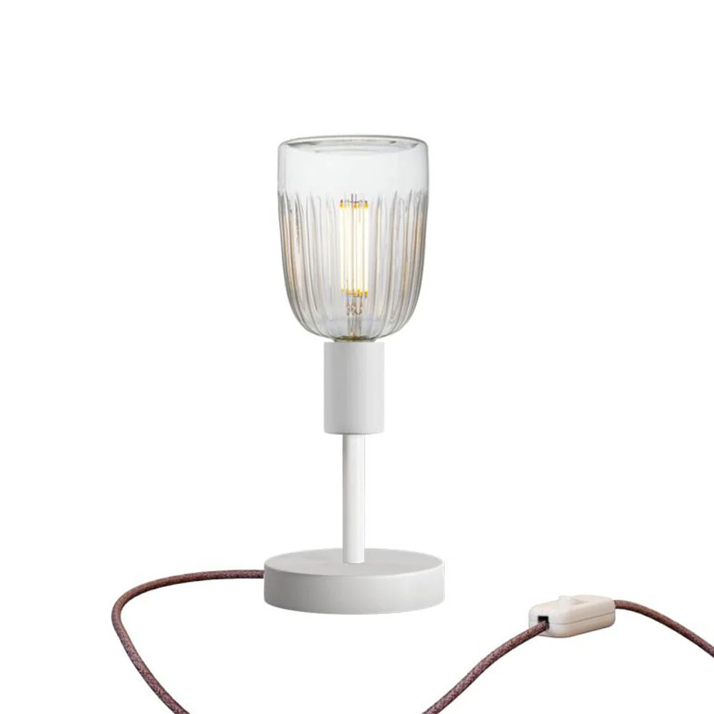 Lampada da tavolo Alzaluce Tiche in metallo e spina UK - Bianco opaco