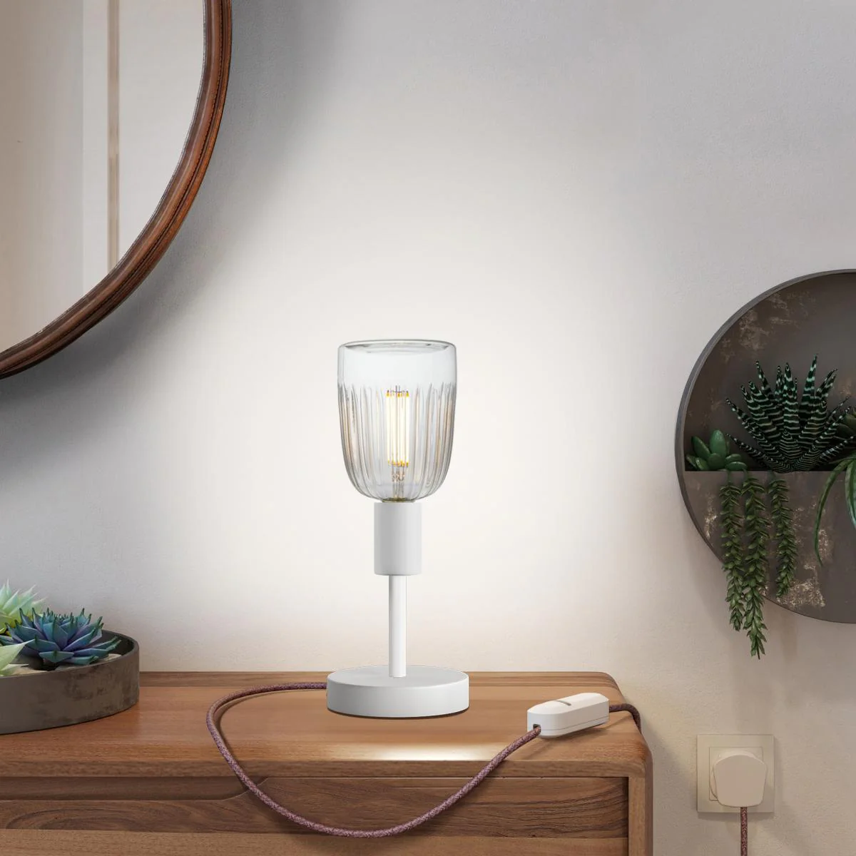 Lampada da tavolo Alzaluce Tiche in metallo e spina UK - Bianco opaco - Image 6