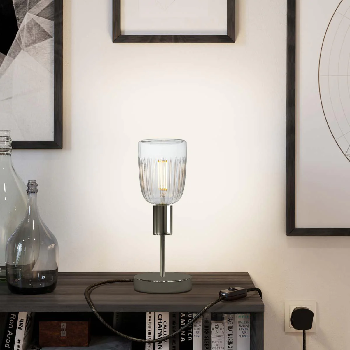 Lampada da tavolo Alzaluce Tiche in metallo e spina UK - Nero perla - Image 2
