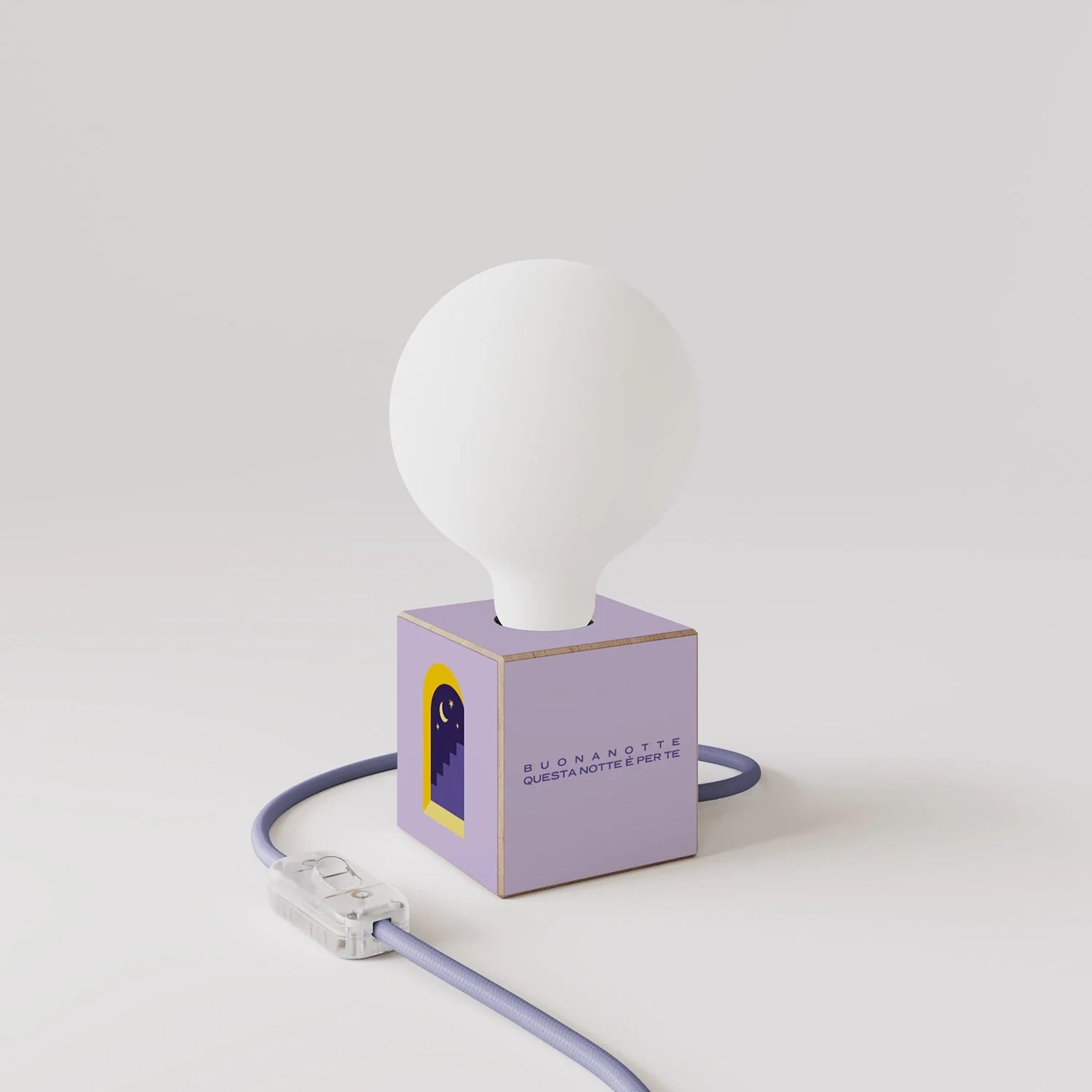 Lampada da tavolo Cubetto "Buonanotte fiorellino" con lampadina globo effetto porcellana - Santomanifesto - Image 3