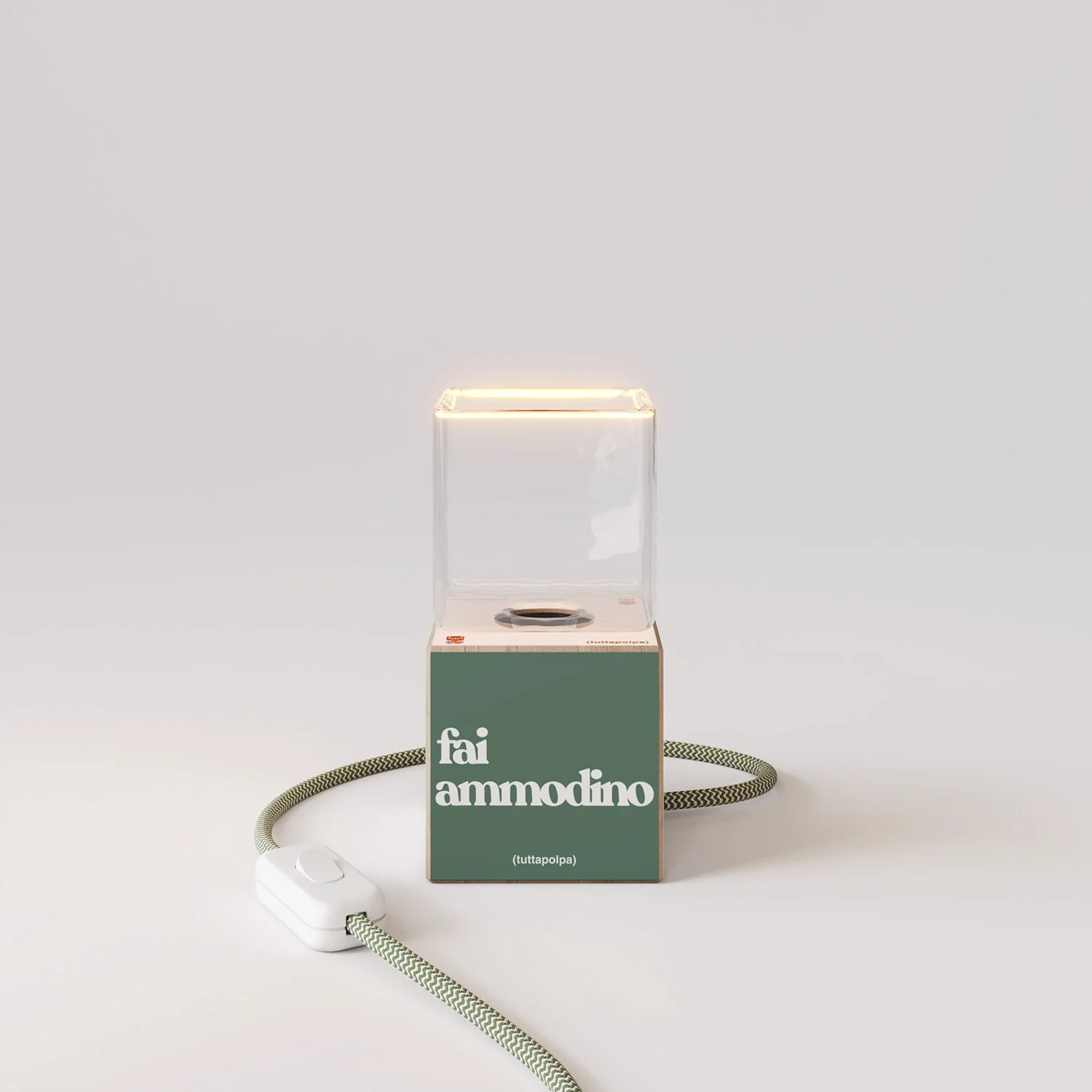 Lampada da tavolo Cubetto "Fai ammodino" con spina inglese e lampadina Ghost - Tuttapolpa - Image 5