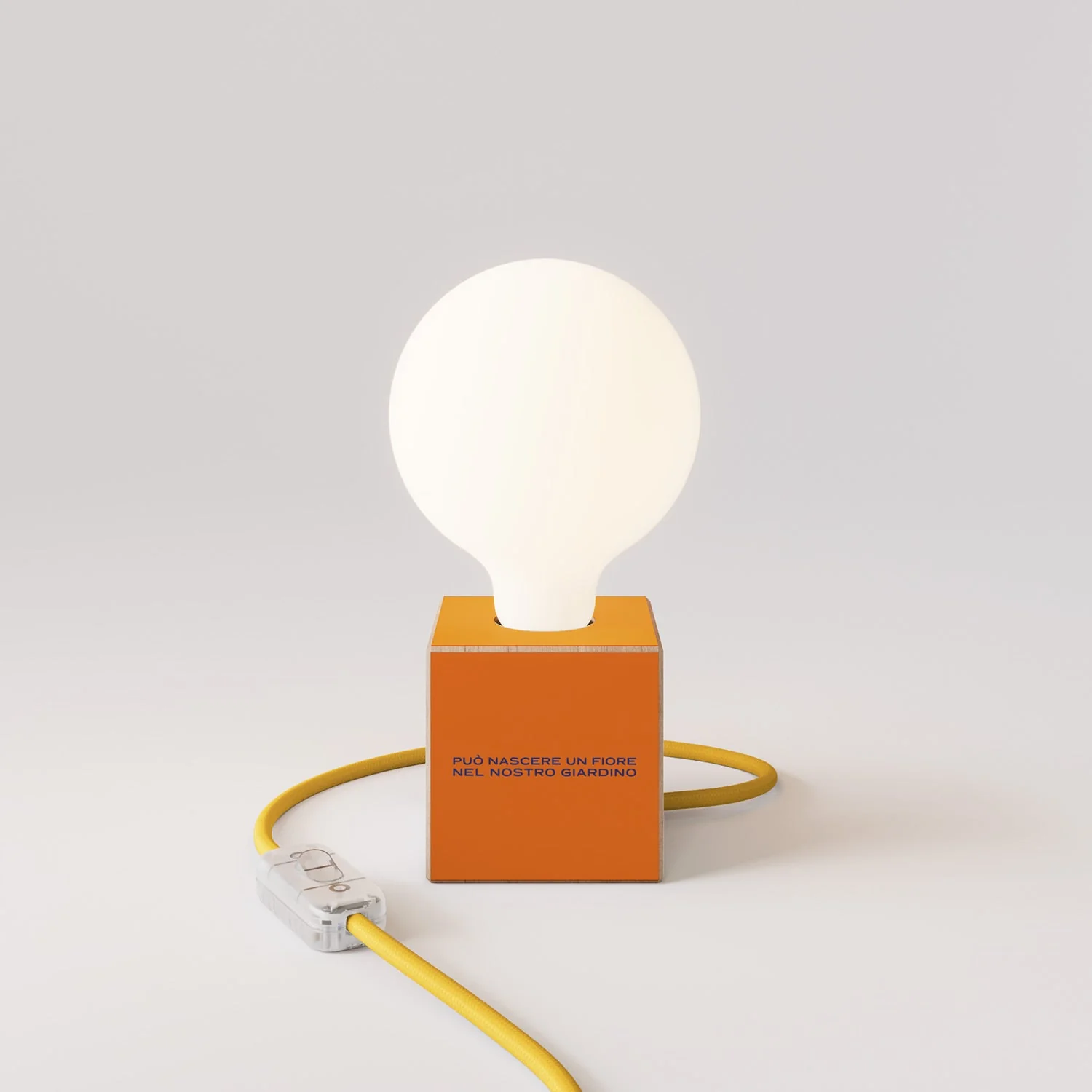 Lampada da tavolo Cubetto "Può nascere un fiore" con lampadina globo effetto porcellana - Santomanifesto - Image 4
