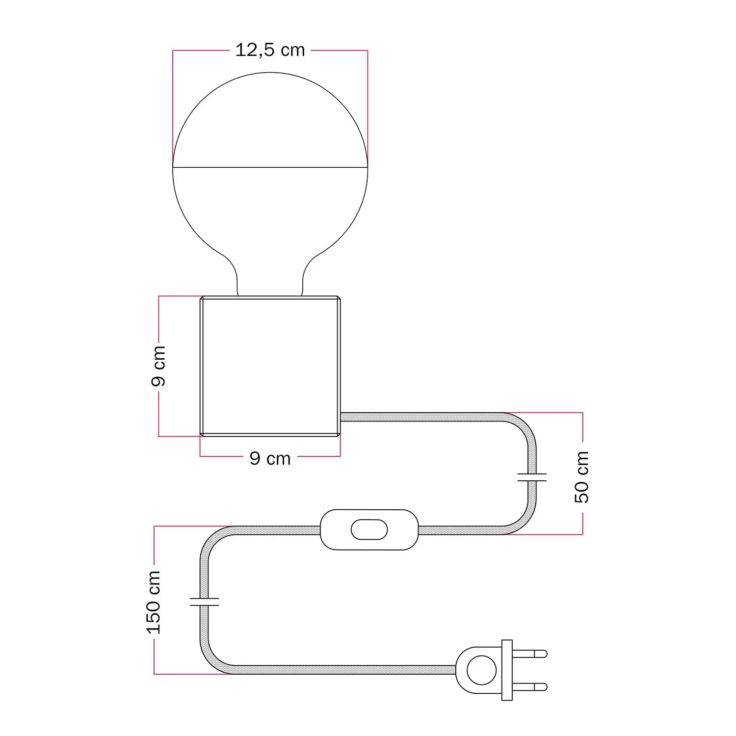 Lampada da tavolo Cubetto "Ti odio amore mio" con lampadina globo mezza sfera argento - Santomanifesto - Image 7