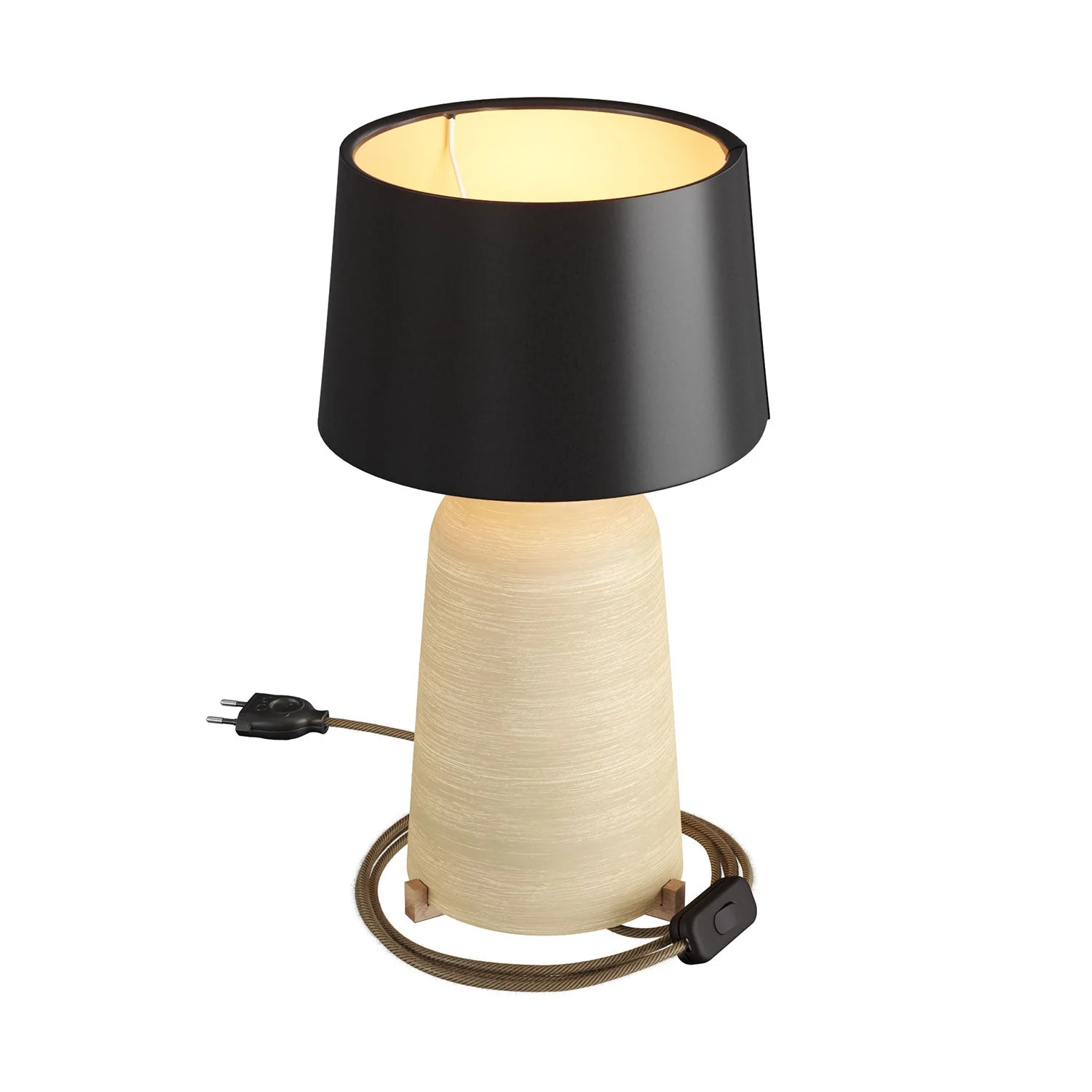Lampada da tavolo in ceramica Bottiglia con paralume Athena - Nero