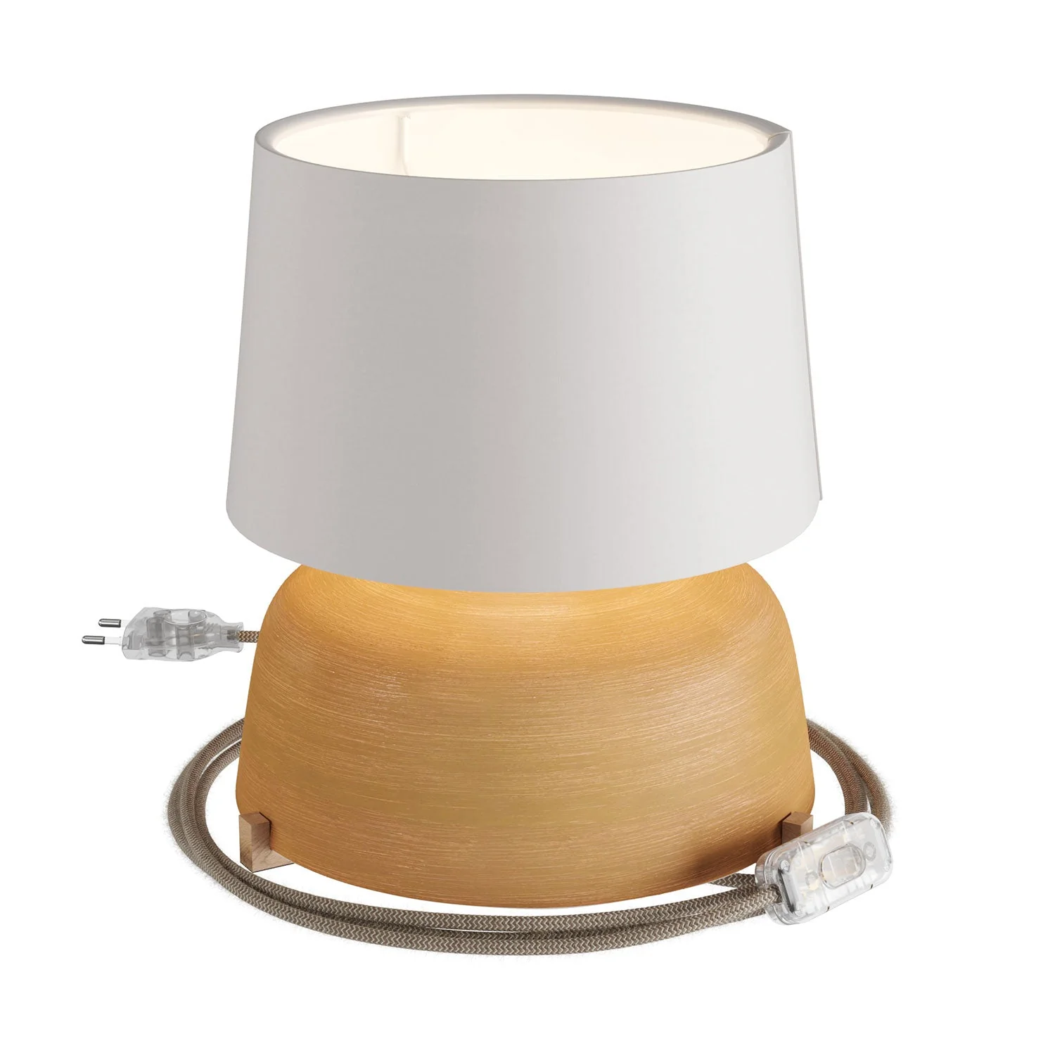 Lampada da tavolo in ceramica Coppa con paralume Athena - Bianco