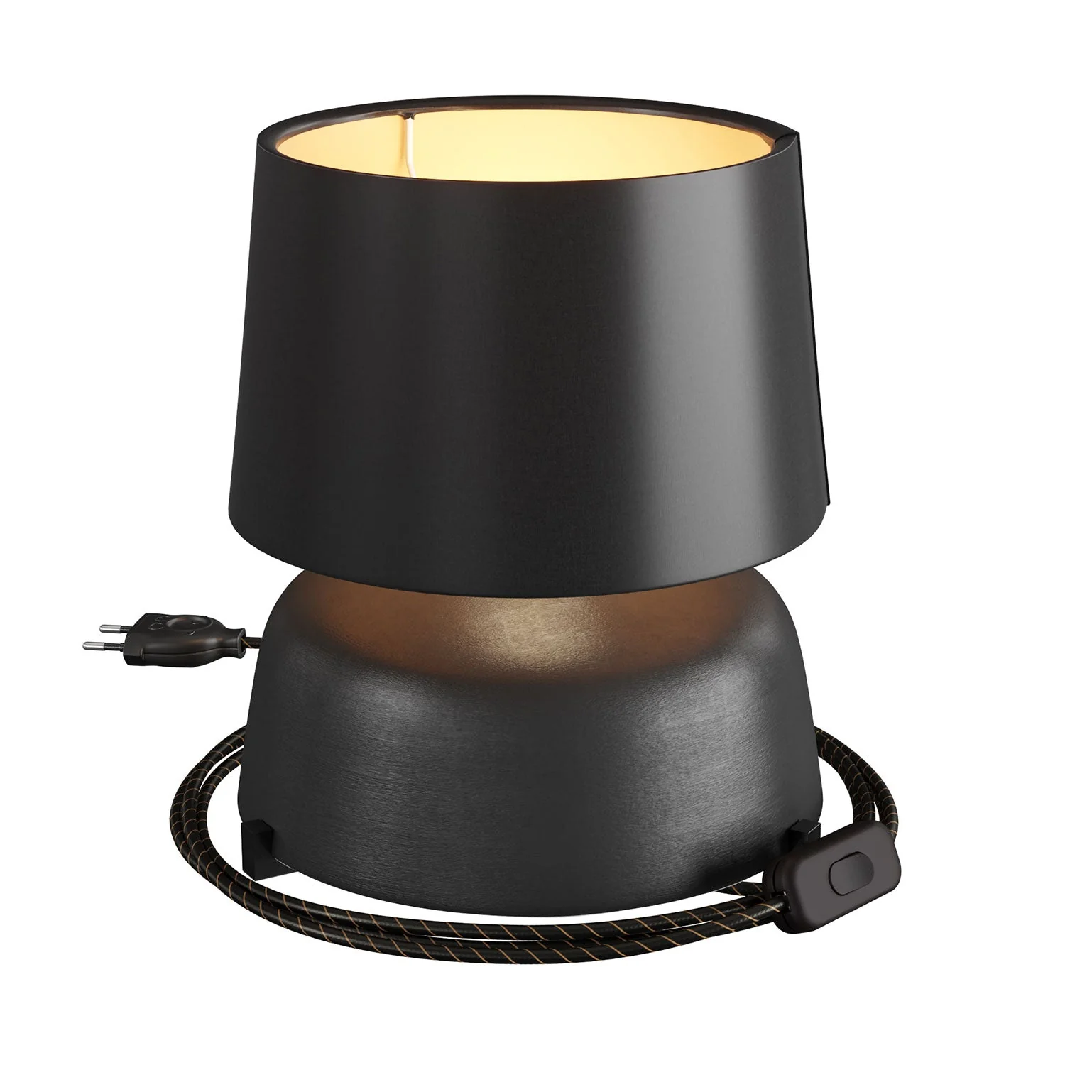 Lampada da tavolo in ceramica Coppa con paralume Athena - Nero