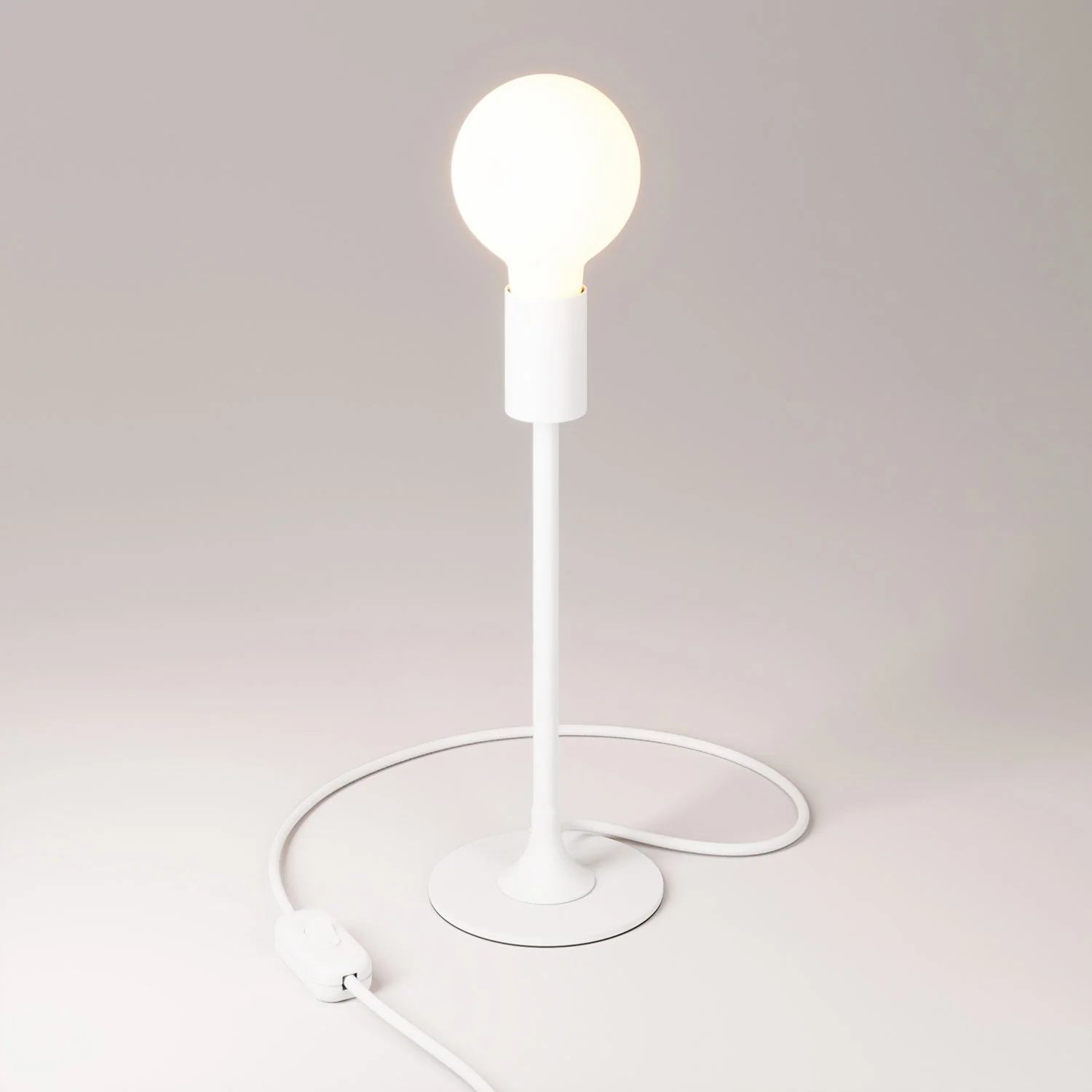 Lampada da tavolo MAG-Y con base metallica tonda - Bianco opaco