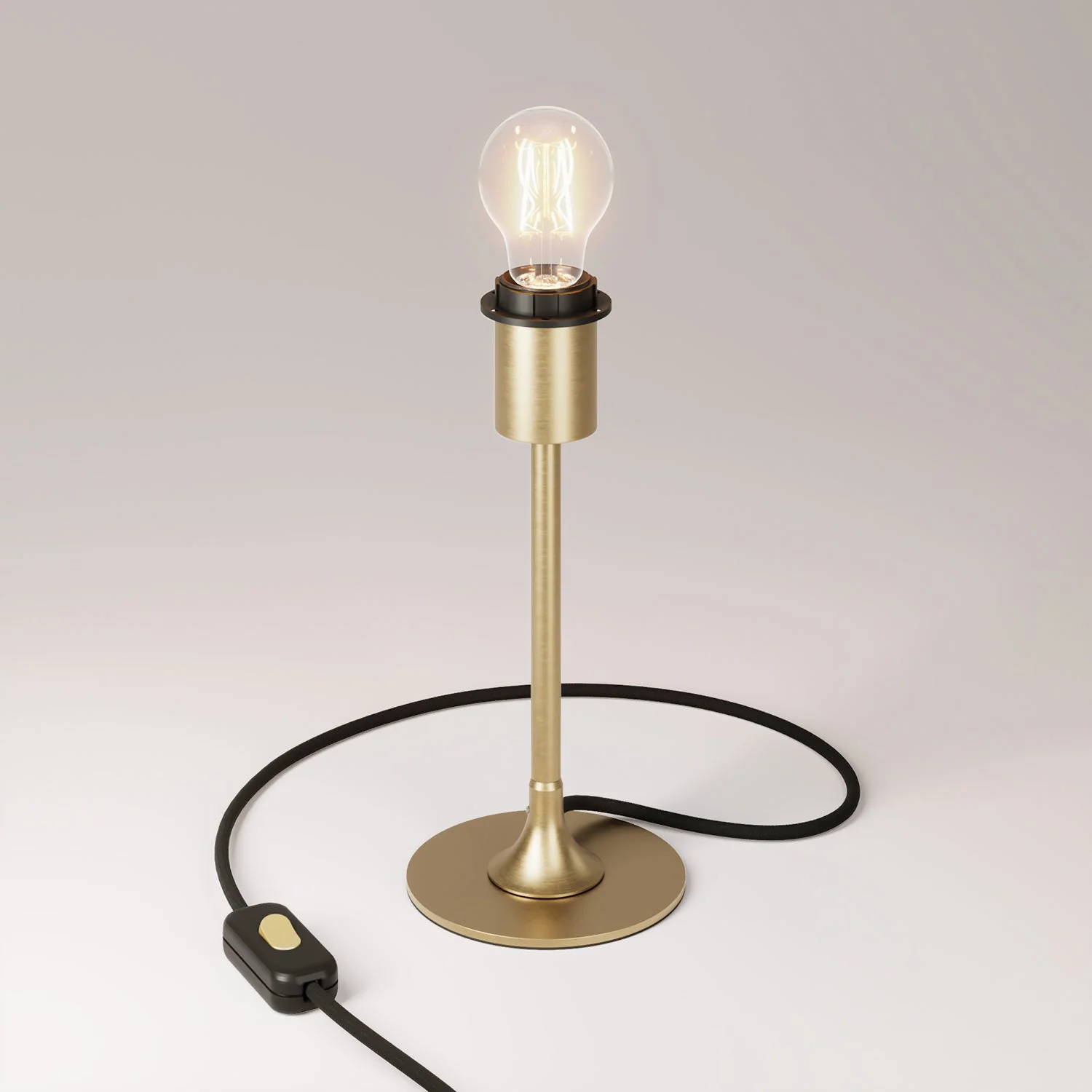Lampada da tavolo MAG-Y con base metallica tonda e predisposizione per paralume - Bronzo satinato